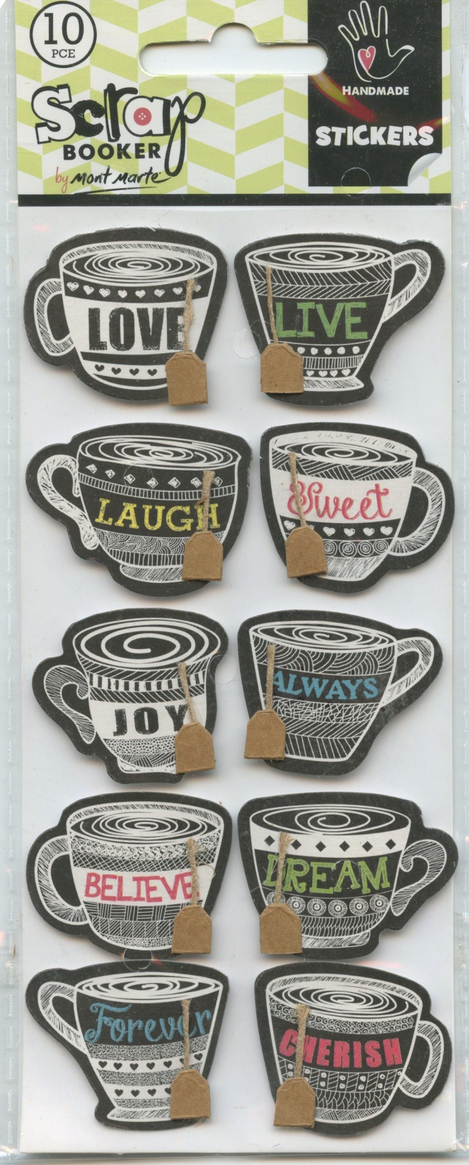 Scrap Booker Handmade Embellishments Chalk Teacups 10pc