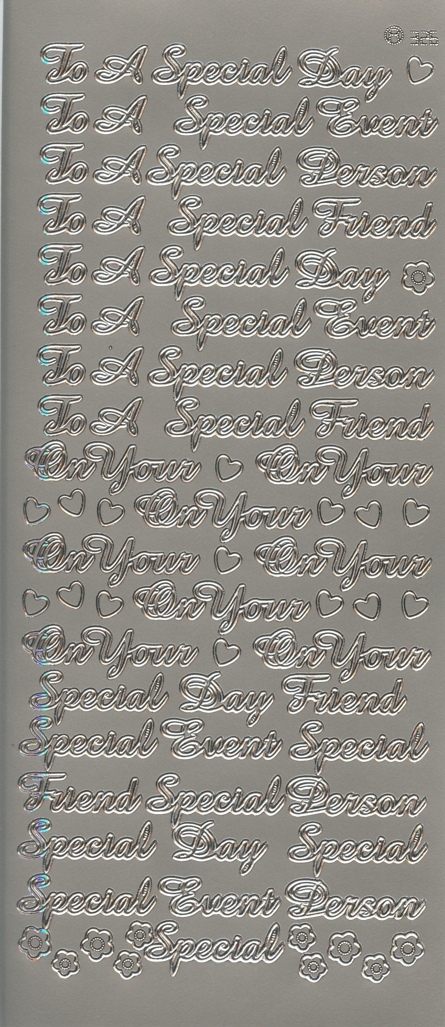 Special Friend/Day/Person - Silver stickers - 92 pk