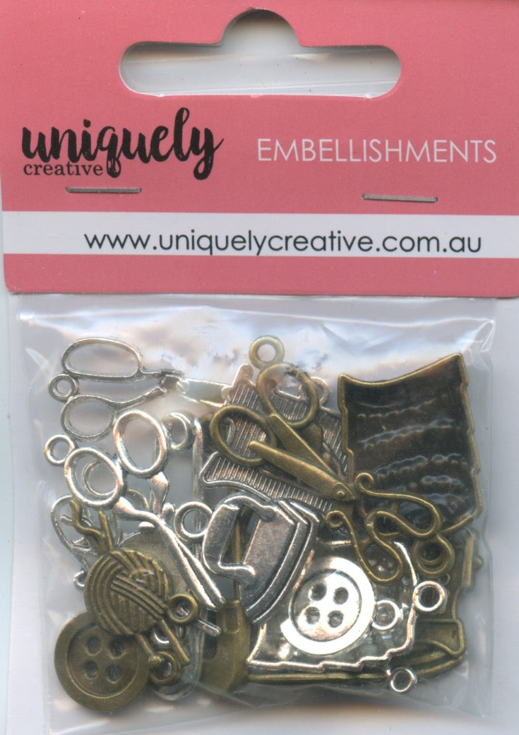 Tiny Crafters Tools in Brass and Silver Embellishments - Approx 20 in pack