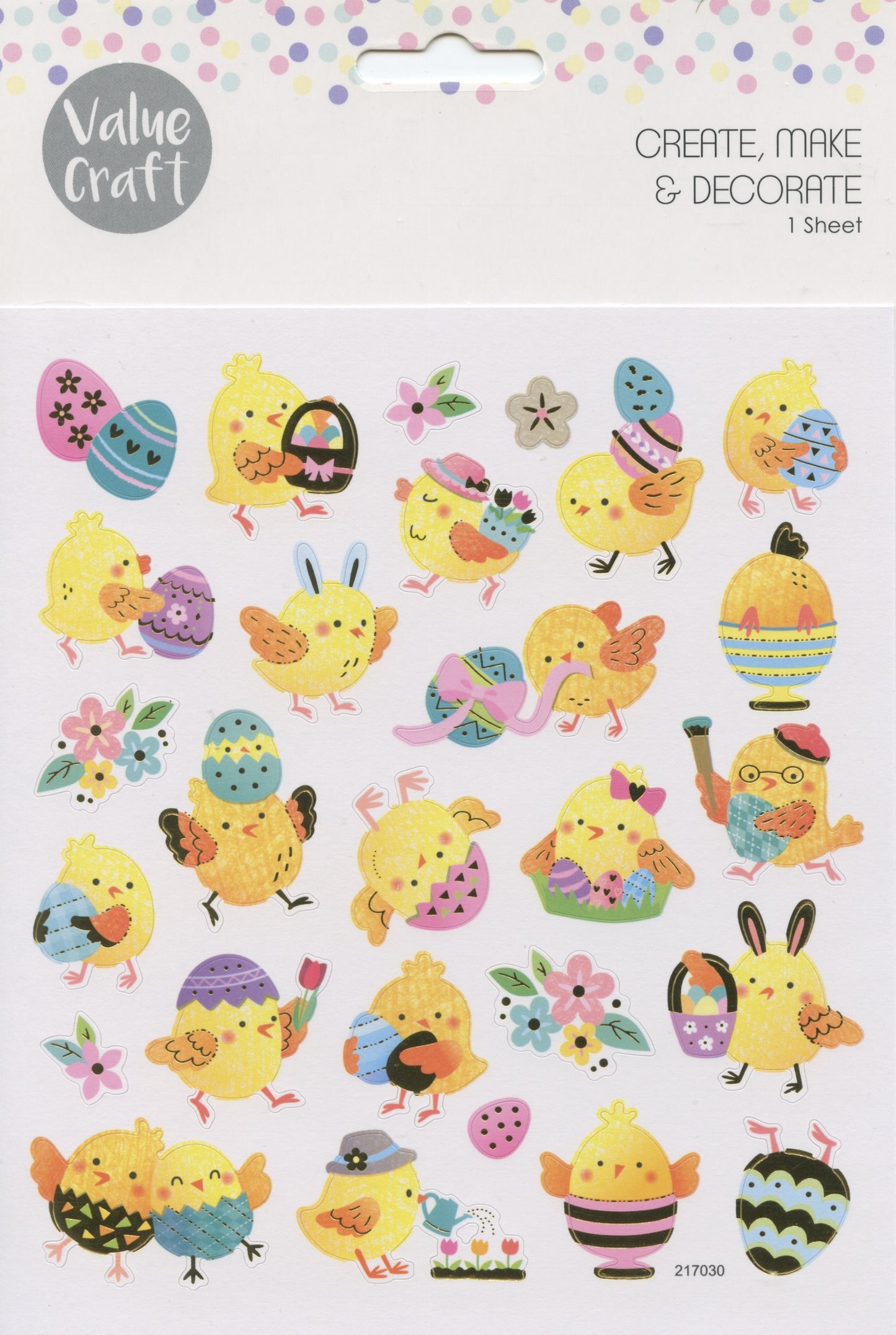 Value Craft Cute Chicks and Eggs One Sheet 27pc