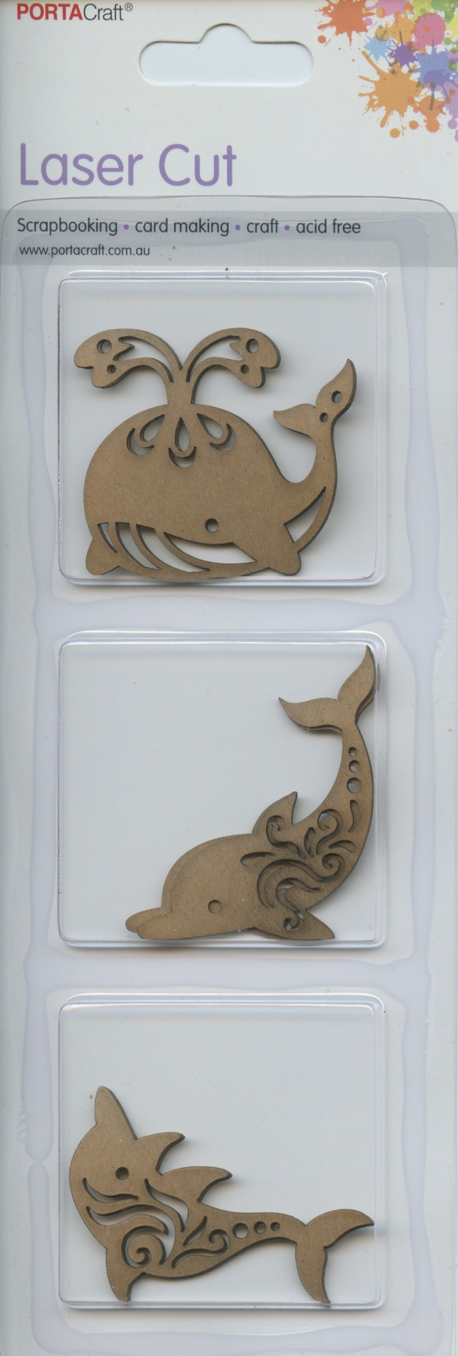 Laser Cut - Dolphins - Natural Colour - 6 pack