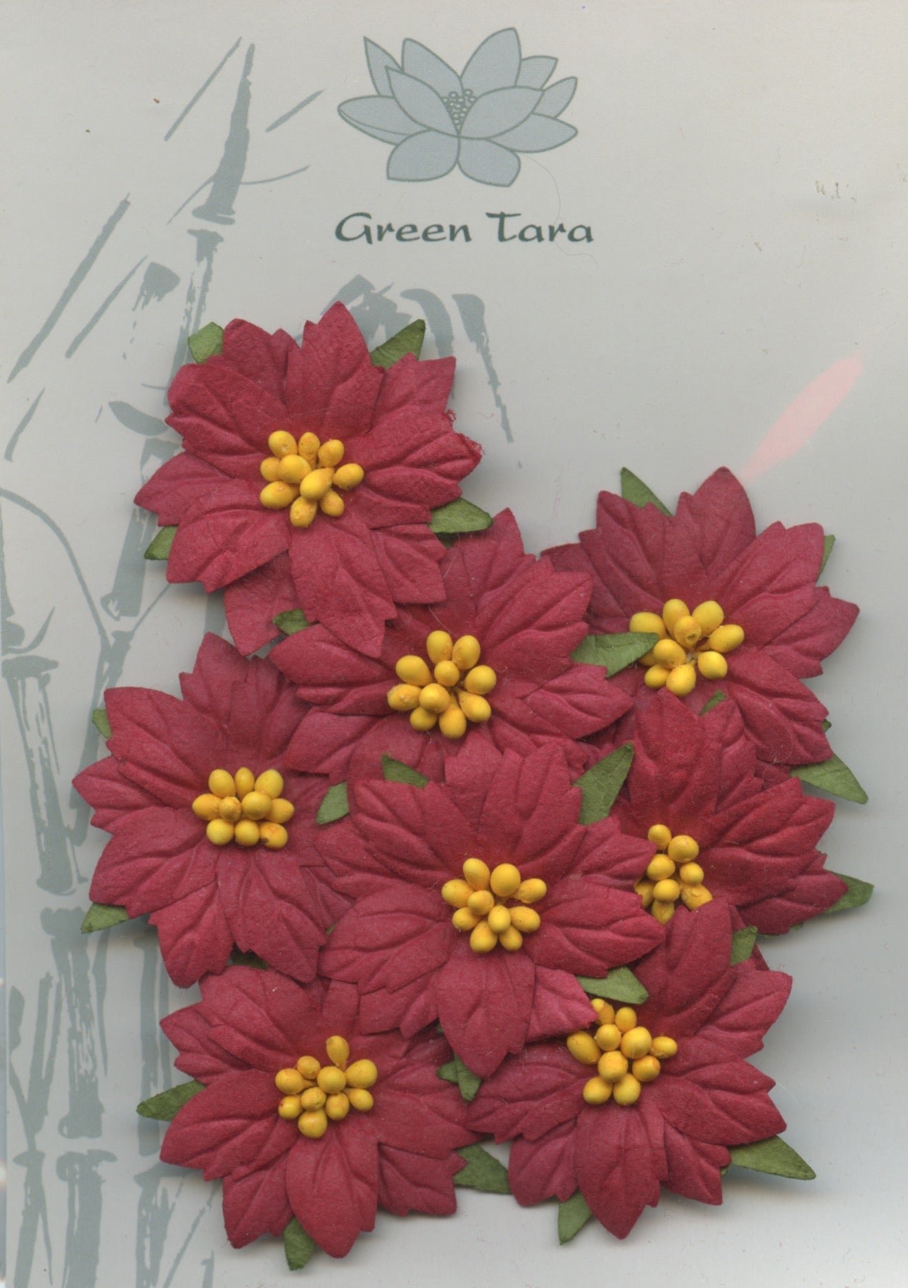 Christmas Poinsettia Red with yellow centre - 4cm - 8 pack