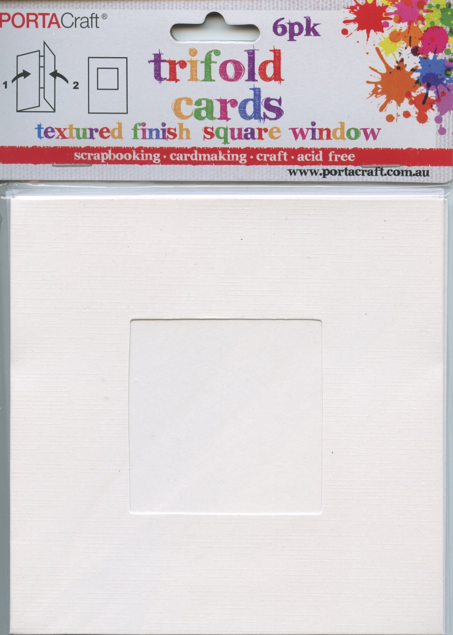 Square Trifold Cards and Envelopes with Square Window - White - 6 sets
