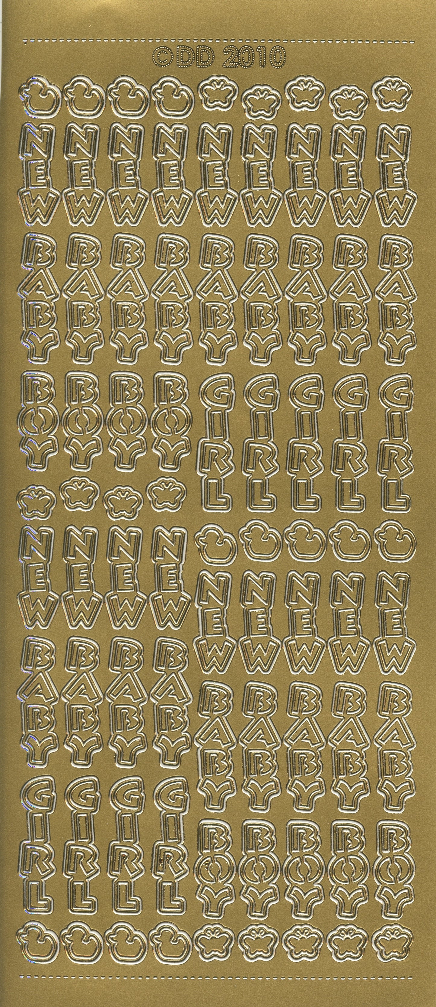 New Baby Boy/Girl Wording - Craft Stickers 81 pk - Gold