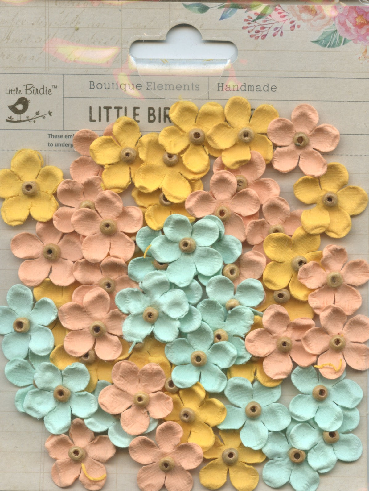 Little Birdie Handmade Flowers Beaded Blooms Pastel Palette 50pc