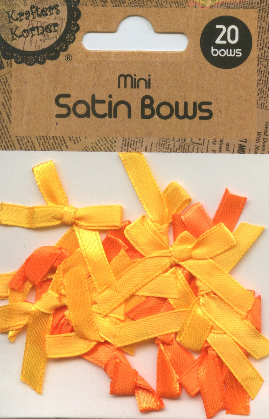 Mini Satin Bows - Yellow/Orange - 20 pk