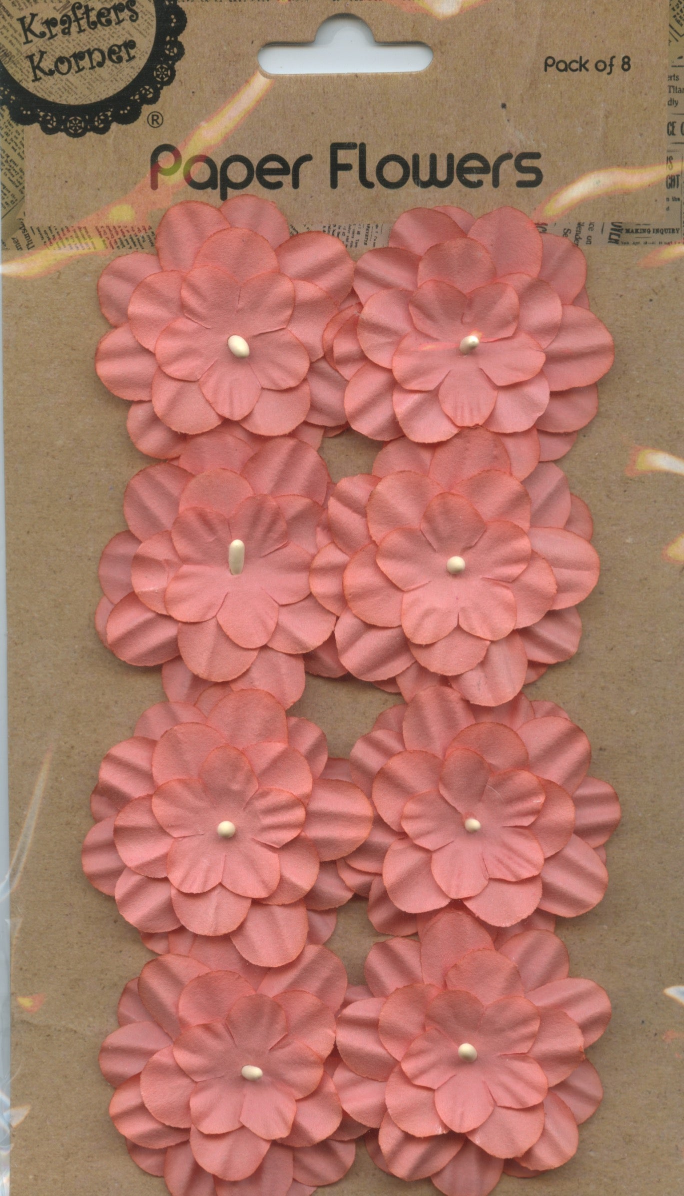 Paper Flowers - Apricot - Pack of 8