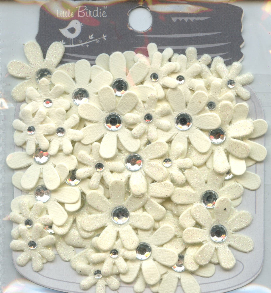 Little Birdie Handmade Embellishments - Sparkle Florettes Shabby Chic 60pk