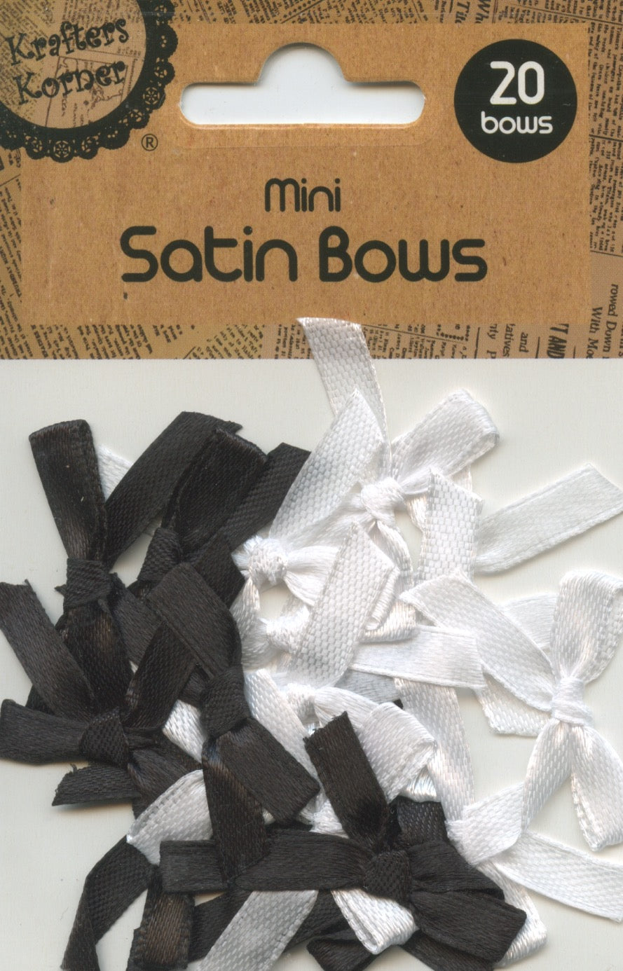 Mini Satin Bows - Black/White - 20 pk
