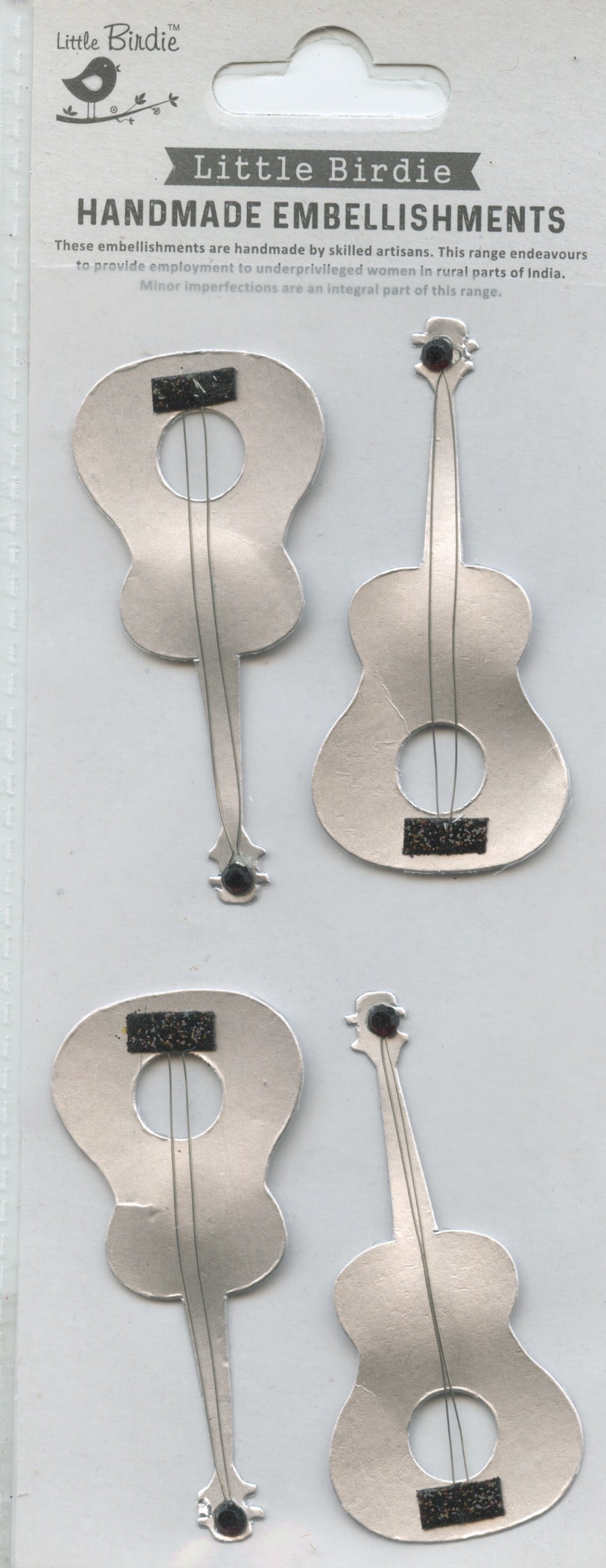 Little Birdie Handmade Embellishments Guitars 4pc