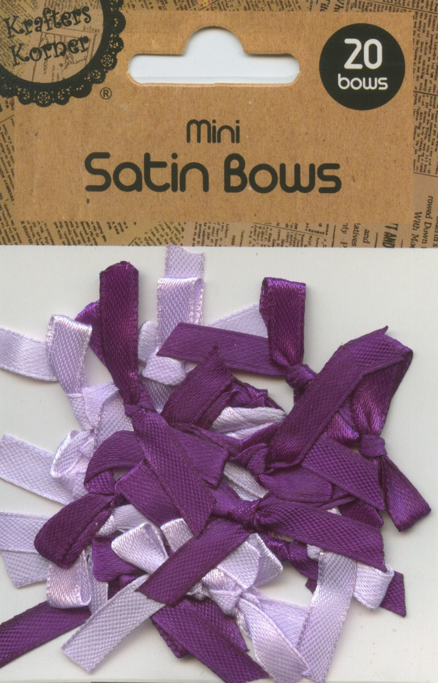 Mini Satin Bows - Purple/Mauve - 20 pk
