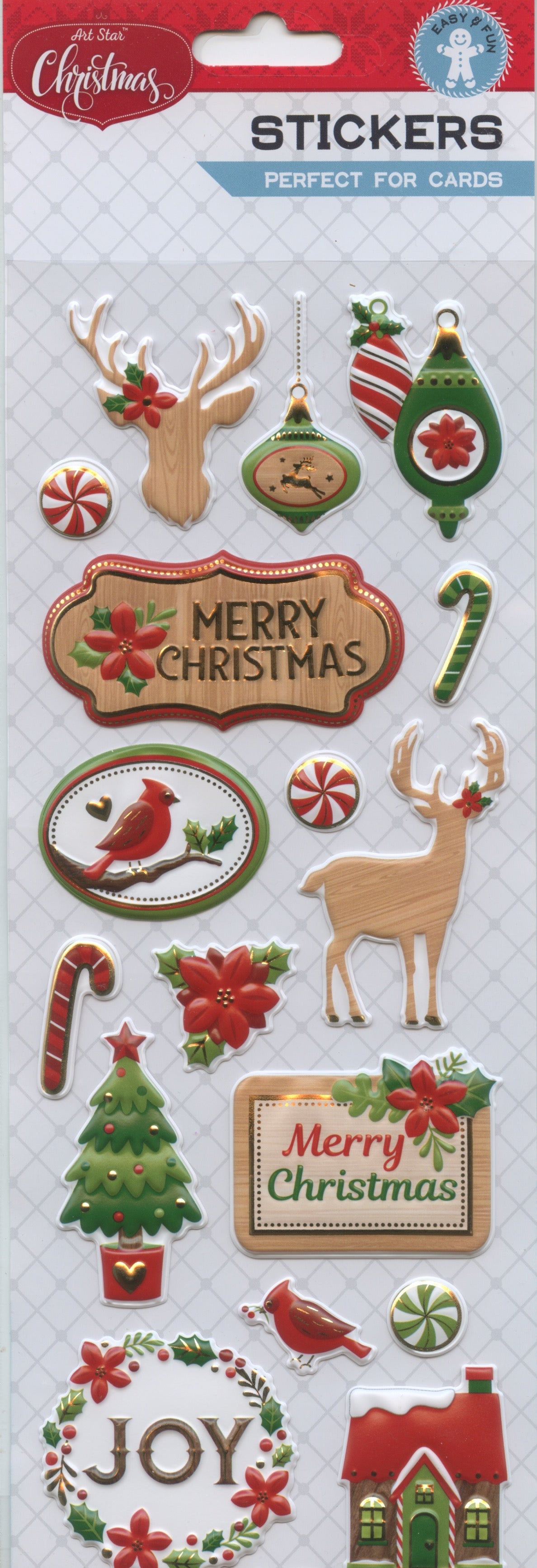 Art Star Christmas Foil Pop Up Stickers 17pk