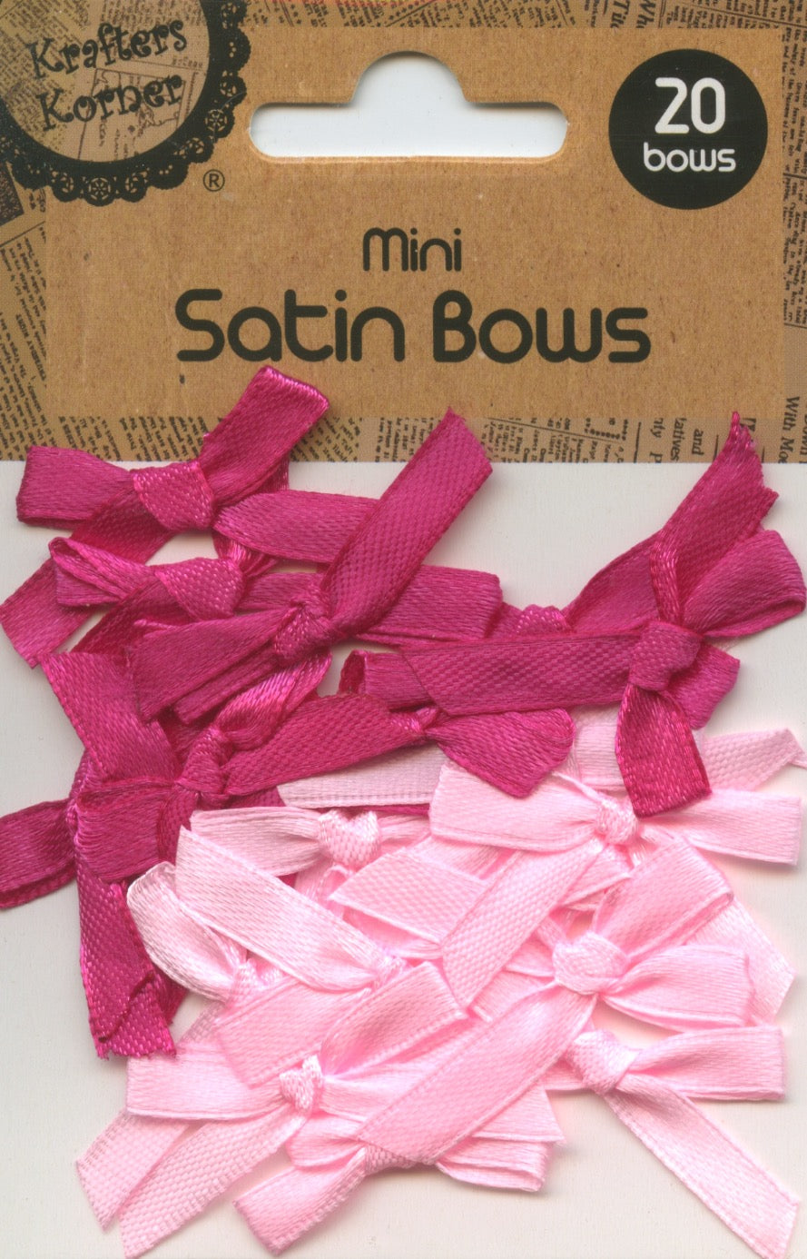 Mini Satin Bows - Hot Pink/Pink - 20 pk