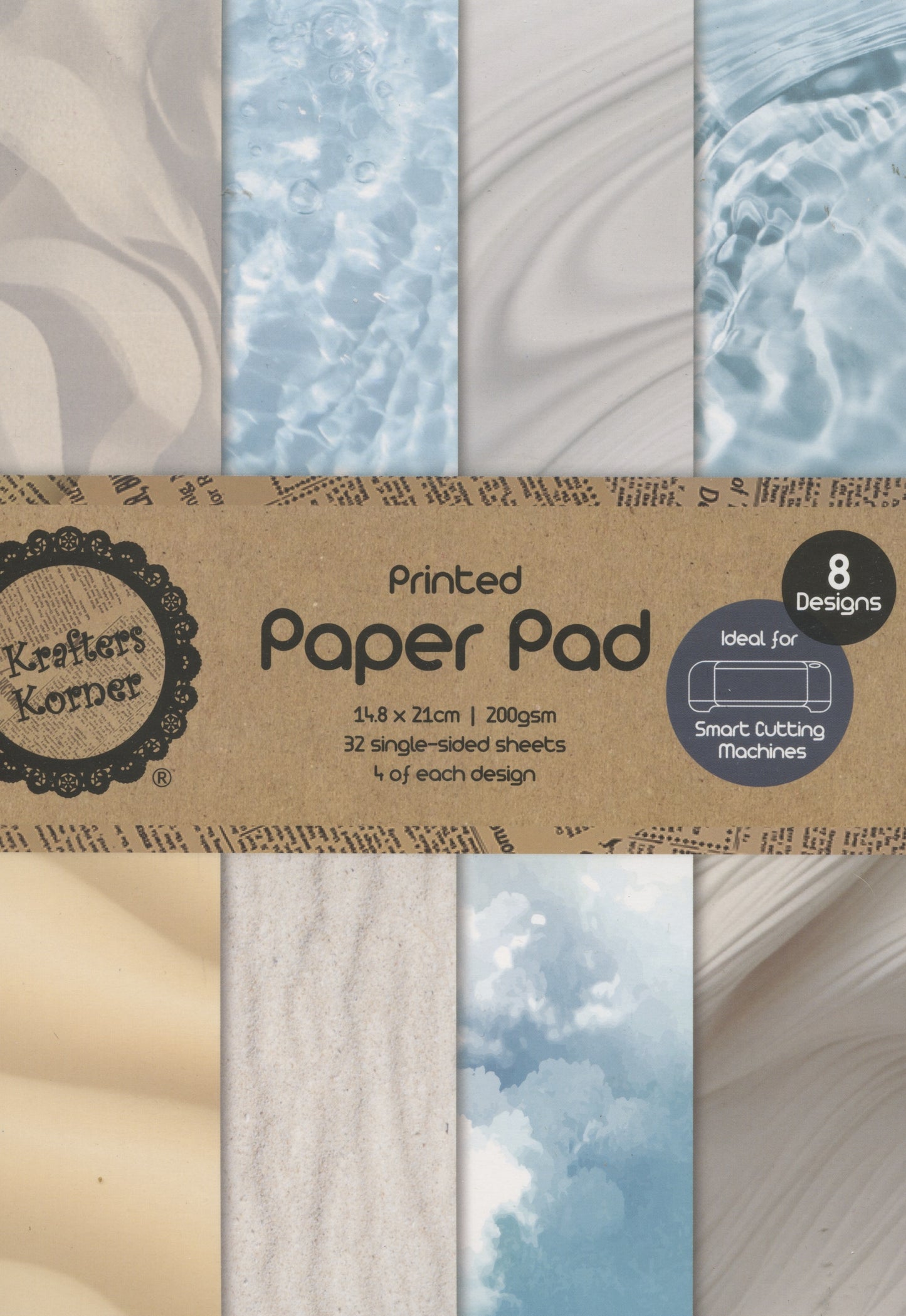 Water/Sky/Desert theme - Printed Paper Pad - 32 sheets - 14.8x21cm - 8 Designs