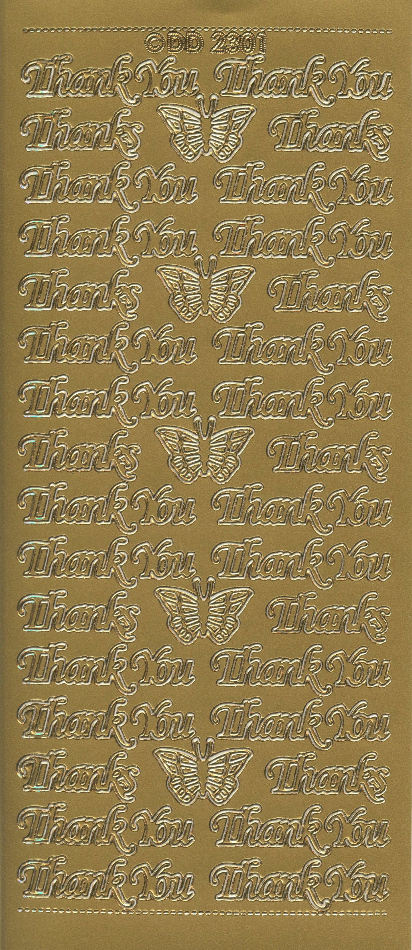 Thank You wording - Craft Stickers - Gold - 59 pce