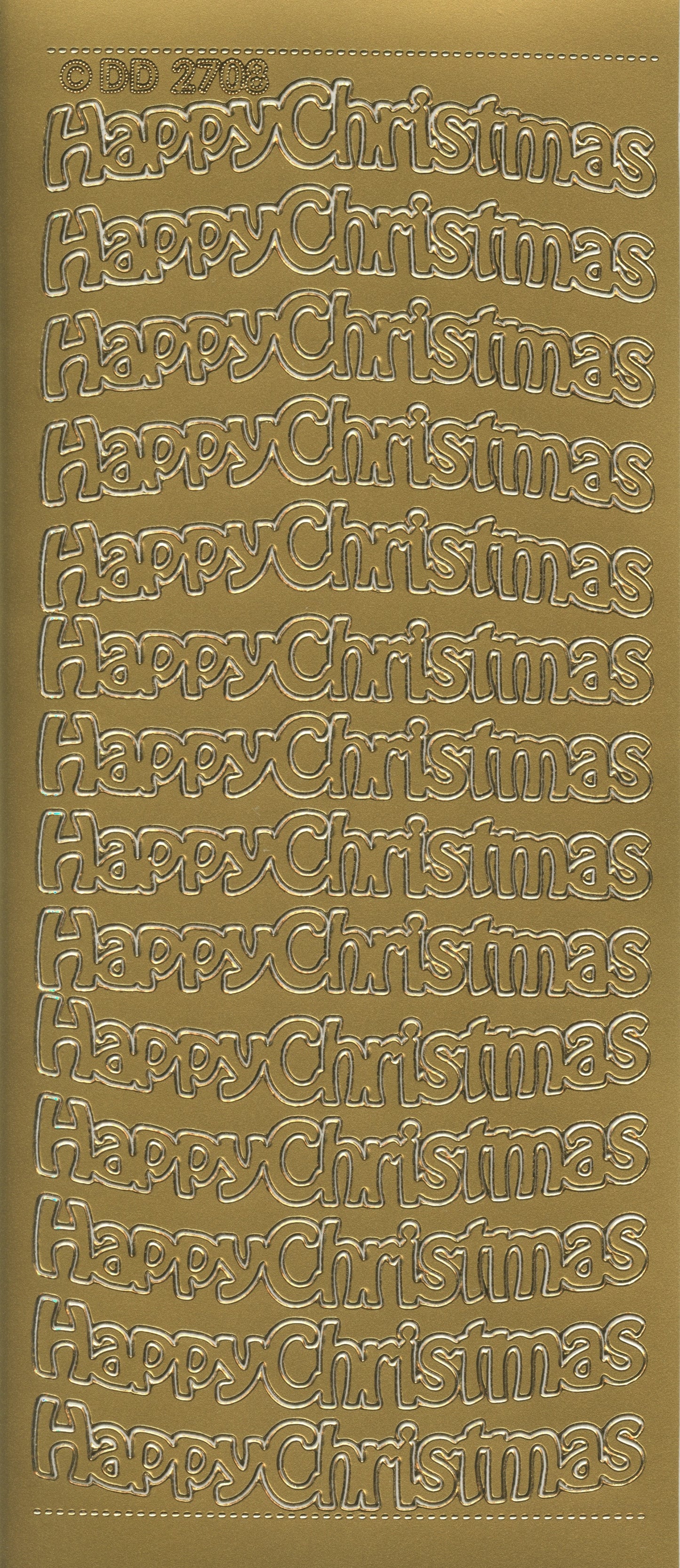 Happy Christmas Wording - Craft Stickers 14 pk - Gold