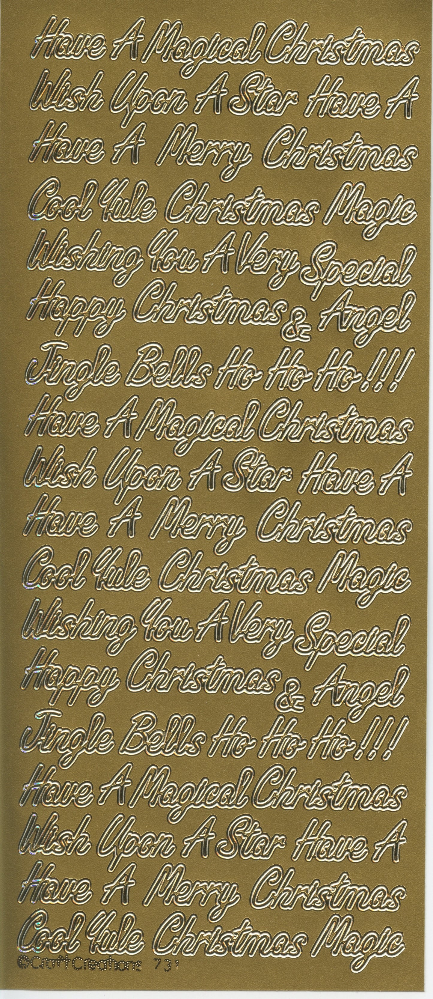 Happy Christmas Theme Wording - Pack #2 - Craft Stickers 79 pk - Gold