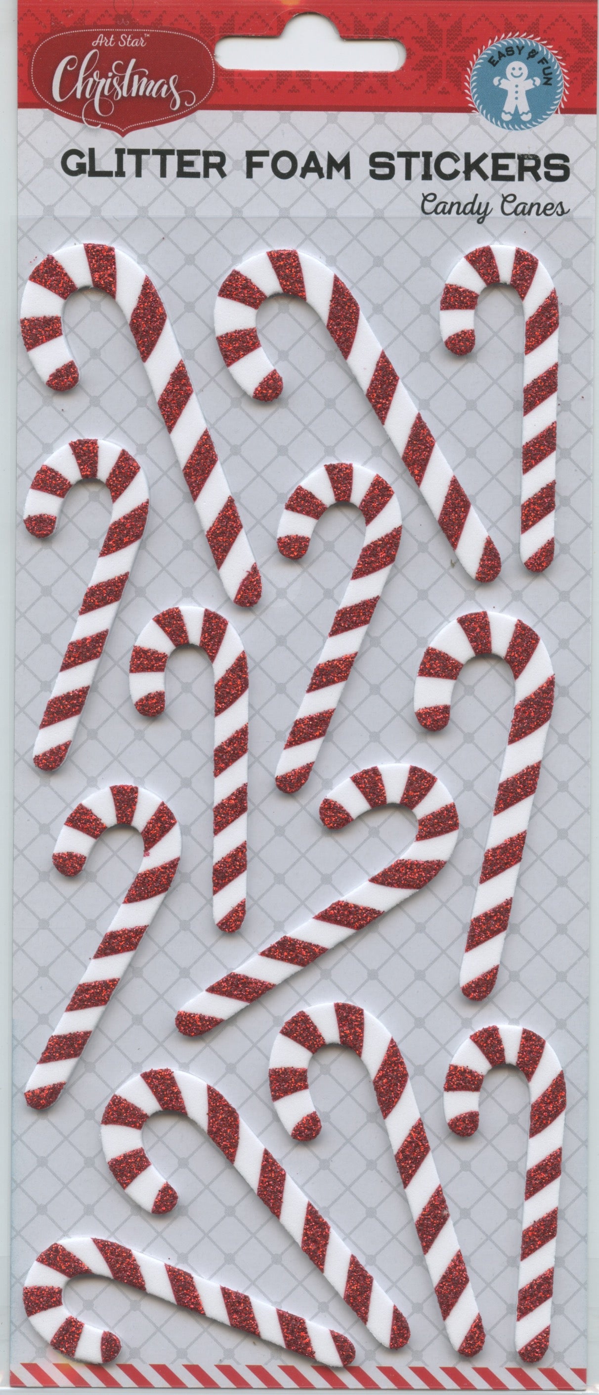 Art Star Christmas Glitter Foam Stickers - Candy Cane - 13 pk