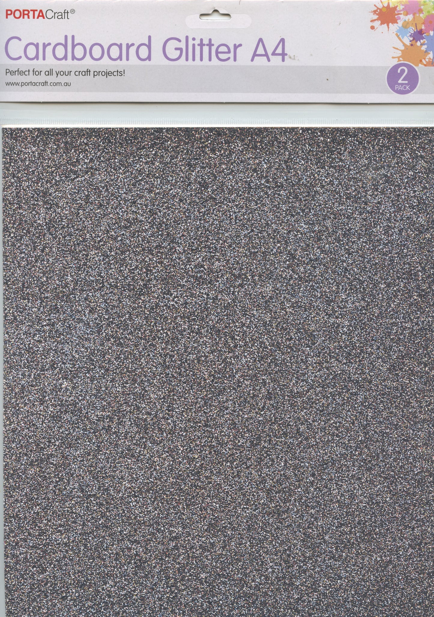 Porta Craft Cardboard Glitter A4 Sheets - 2 pk - Grey