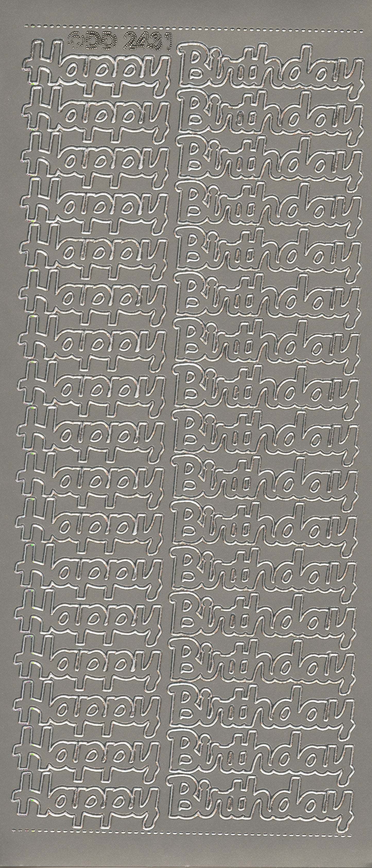Happy Birthday Wording - Craft Stickers 34 pk - Silver