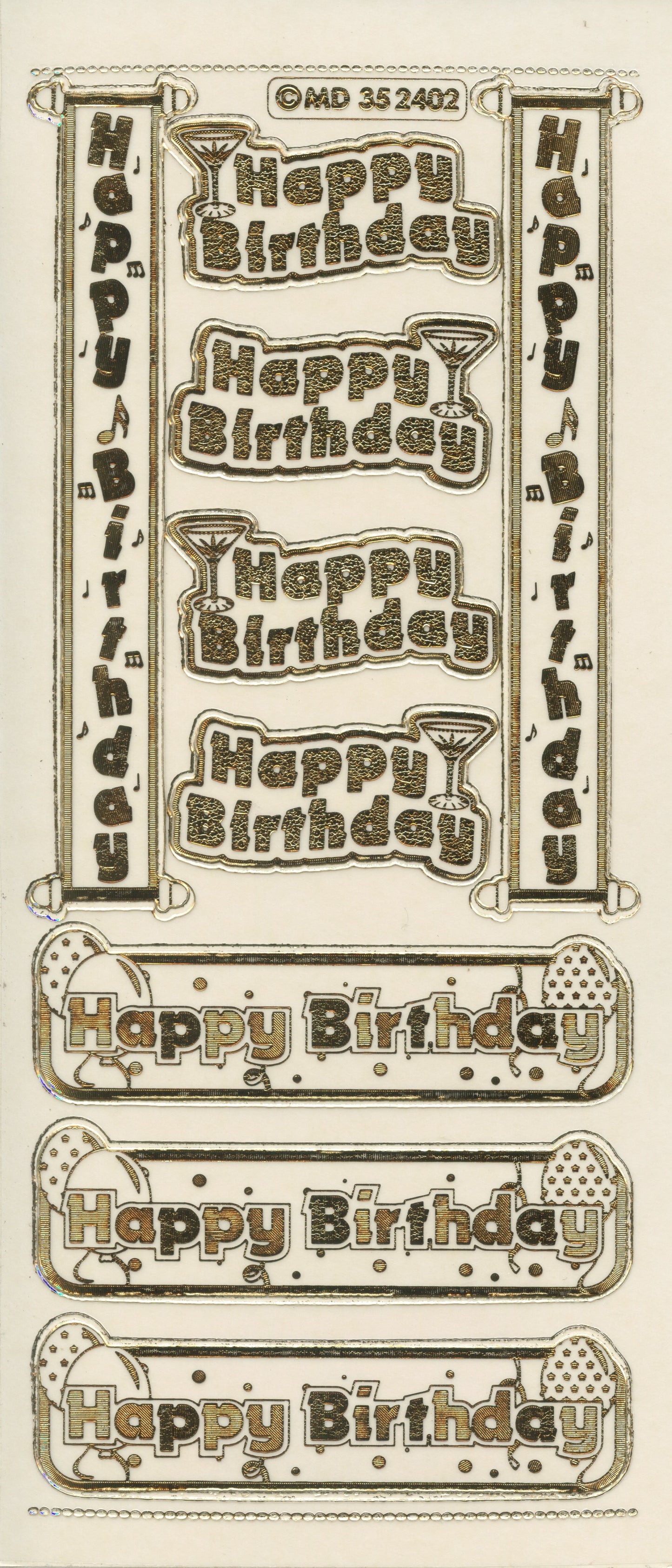 Gold Happy Birthday Transparent - Craft Stickers 9pk