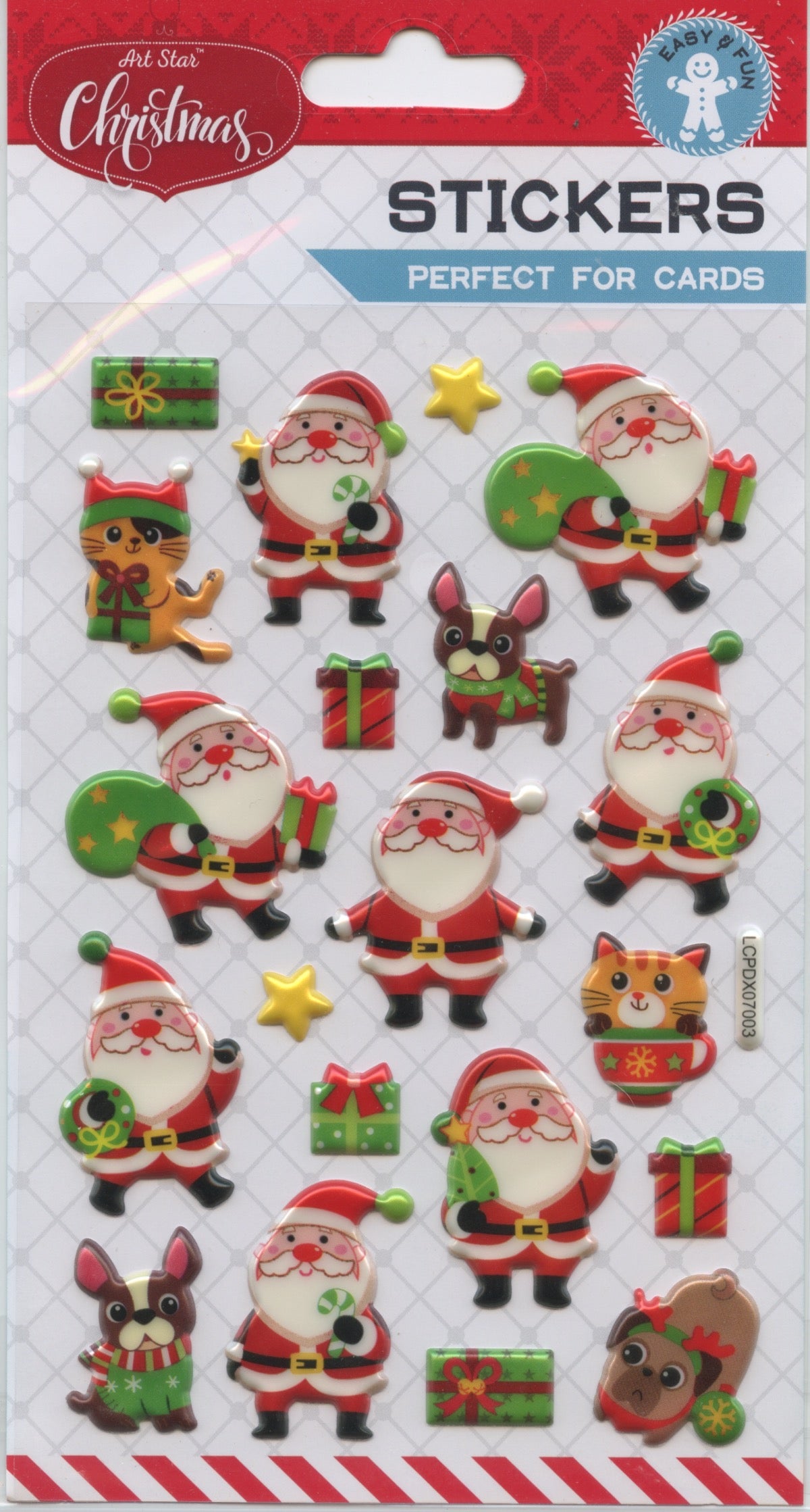 Art Star Christmas Puffy Stickers - Pet 20pk