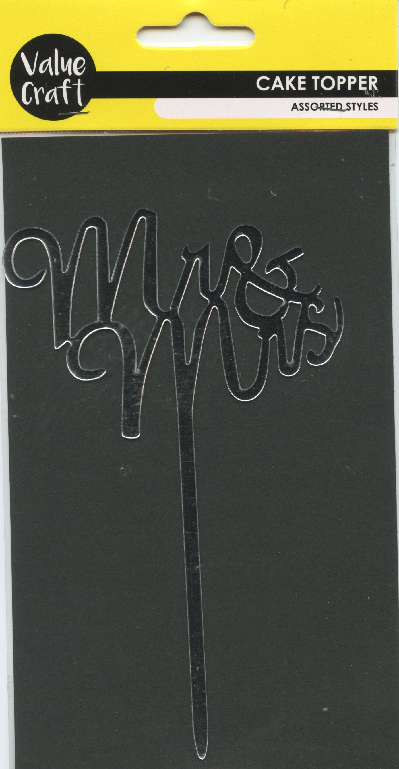 Cake Topper - Mr and Mrs - Silver