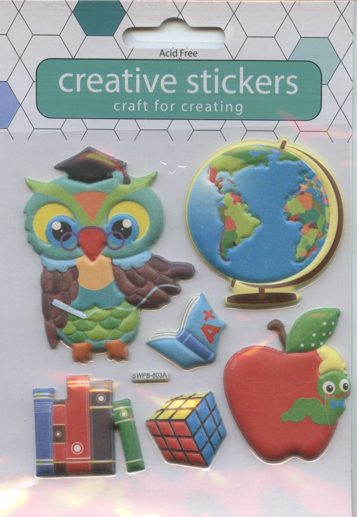 Puffy Embossed Stickers - Wise Owl Teacher Theme - 6 pack