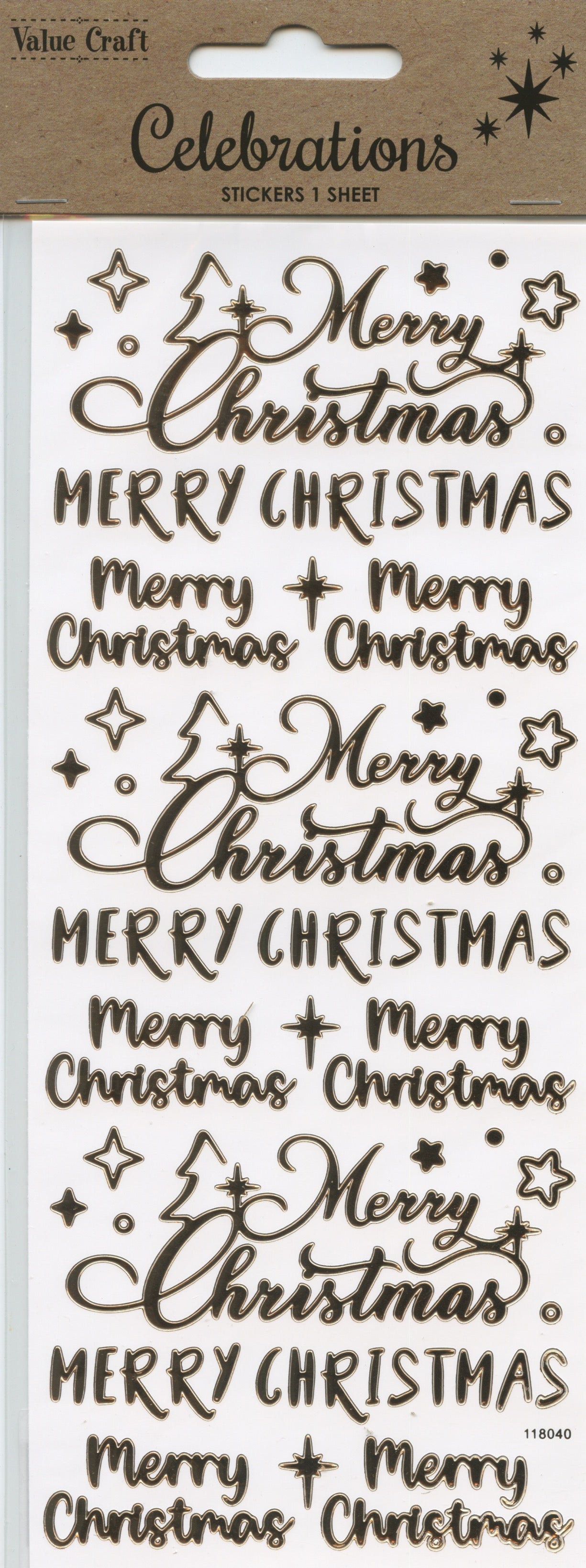 Merry Christmas 12 sets - Rose Gold - 1 sheet