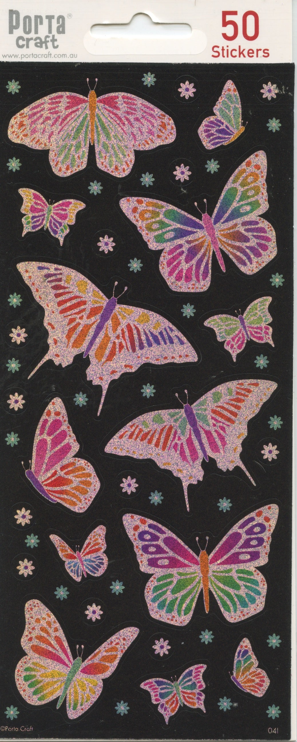 Butterfly Shimmer and Flower Stickers - 50 pack