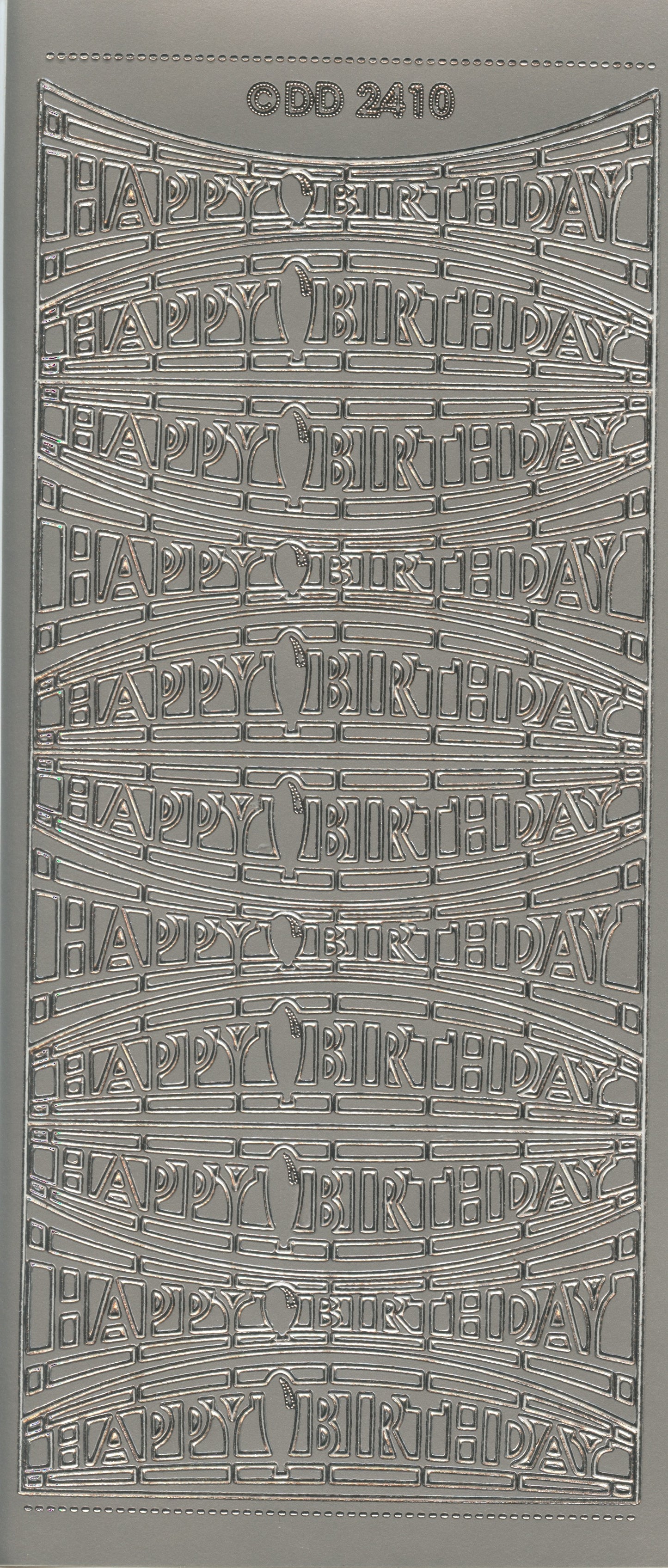 Happy Birthday wording in lines - Silver - Craft Stickers 11 pk