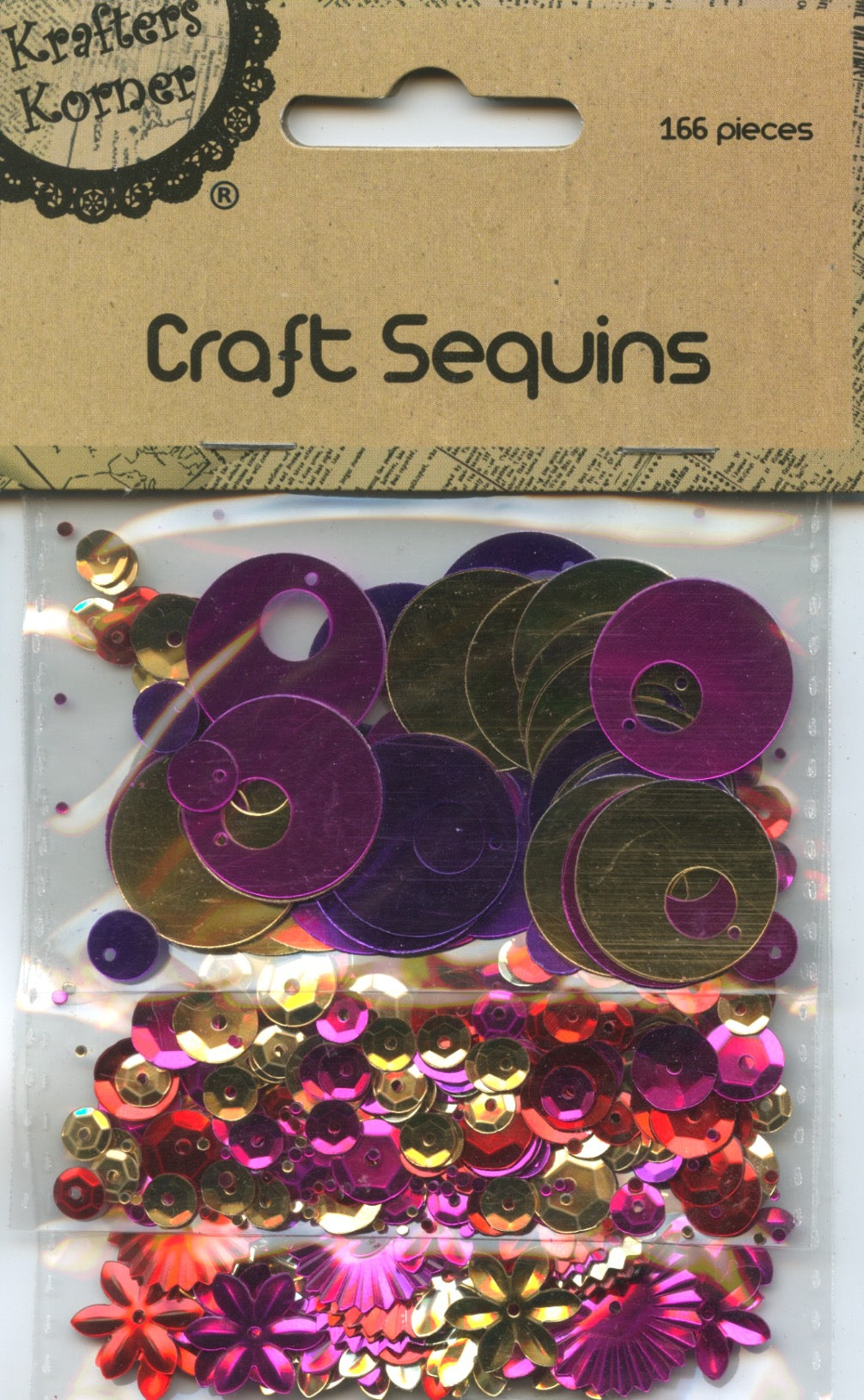 Craft Sequins - Purple/Hot Pink/Gold/Red - 166 pcs