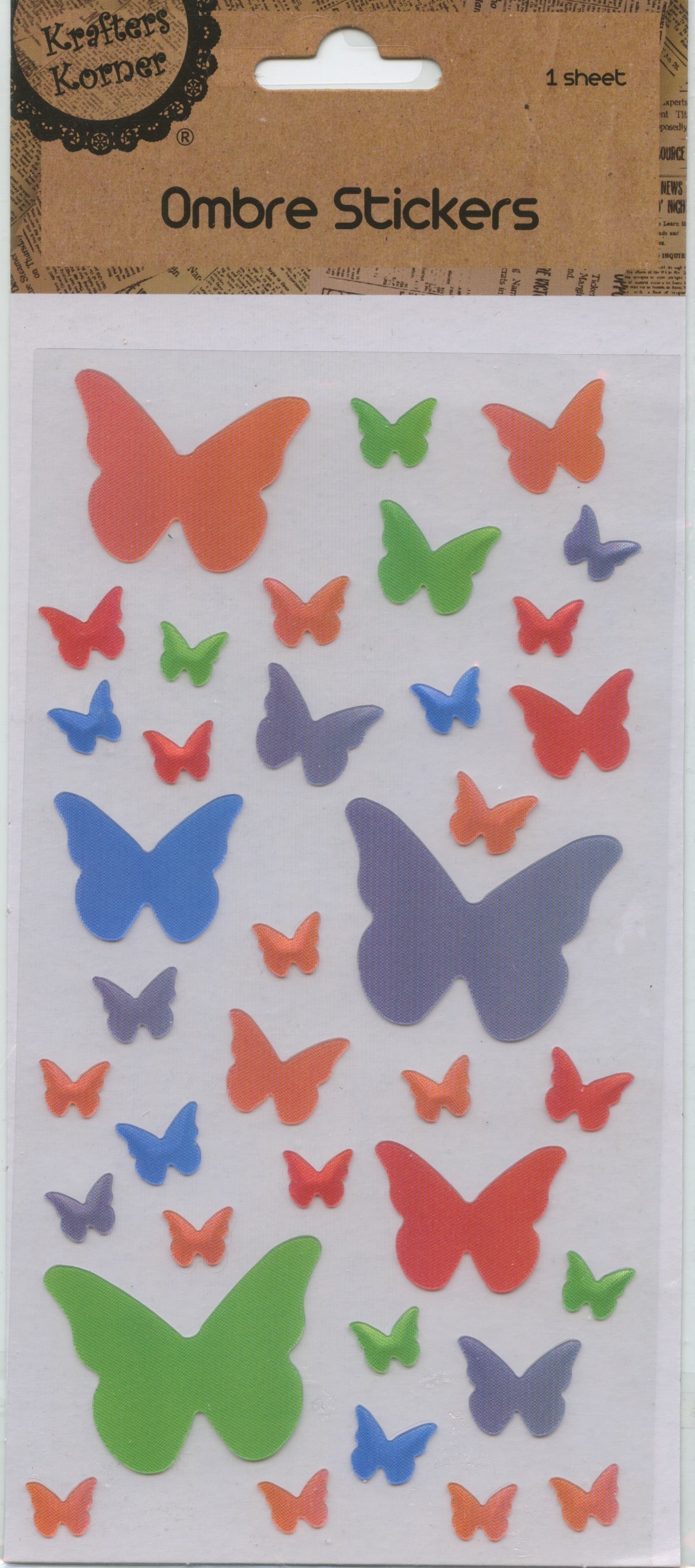 Ombre Stickers - Butterflies - 1 Sheets