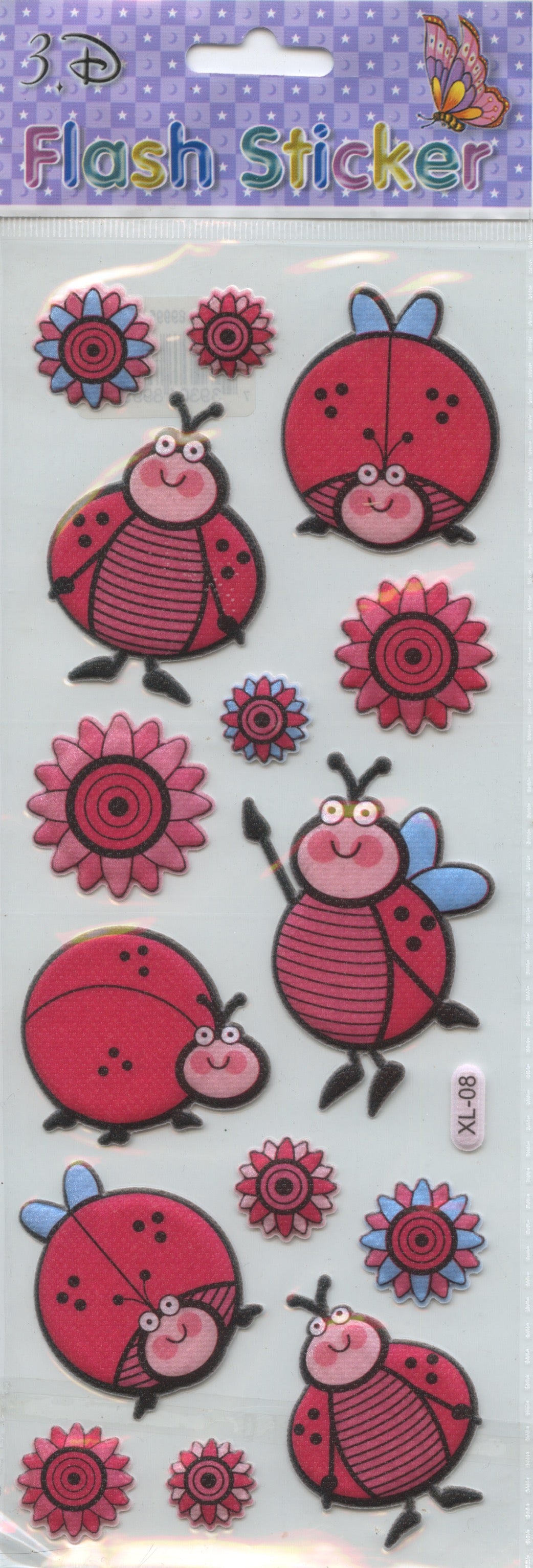 Puffy Ladybug & Flower Stickers - 15 pack