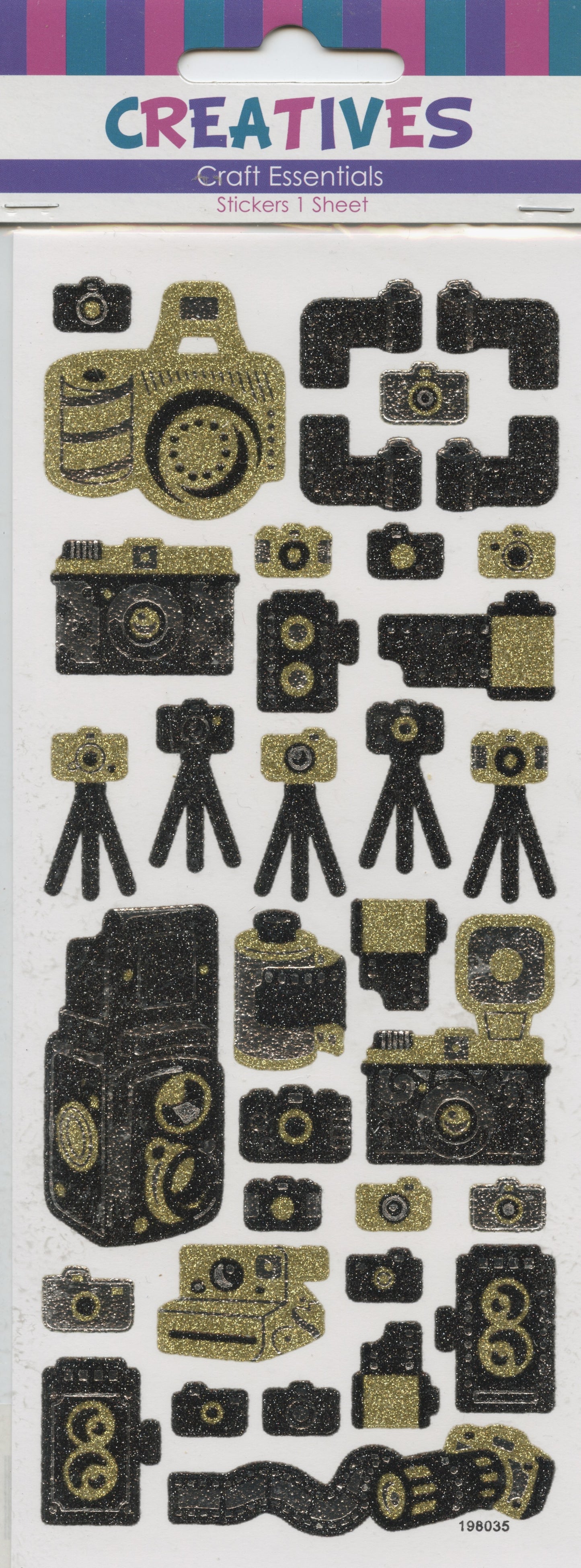 Glitter Photography Stickers - Black, Gold and Silver - 1 sheet