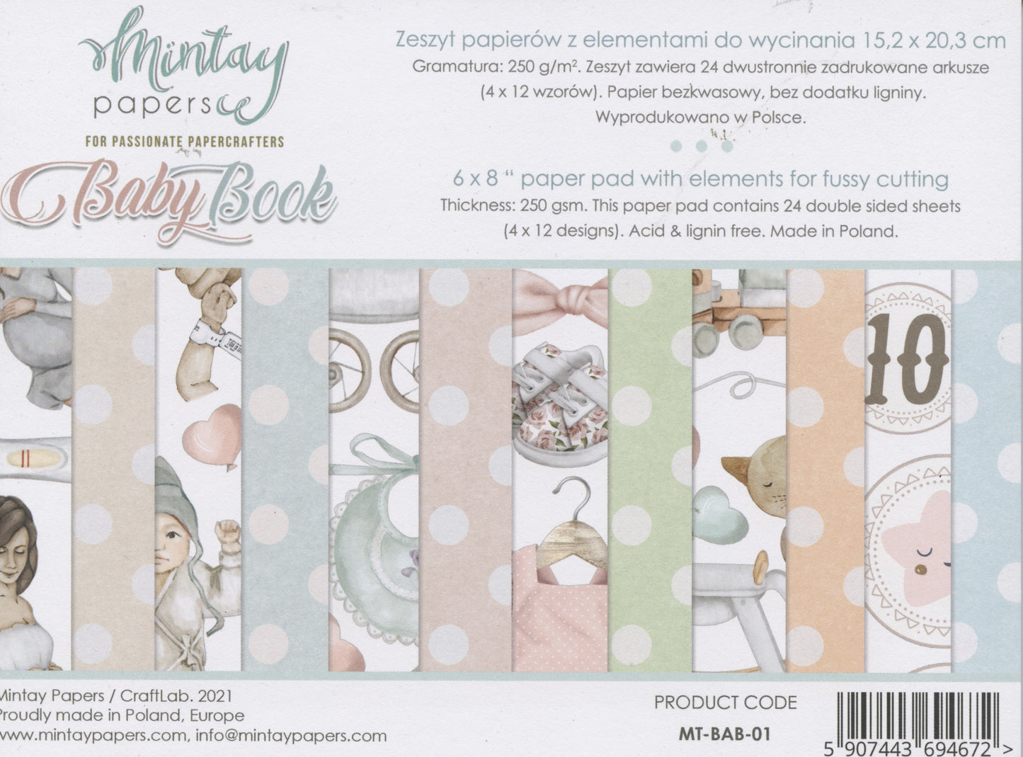 Baby Book Paper Pad - 24x Double sided sheets - 15.2x20.3cm