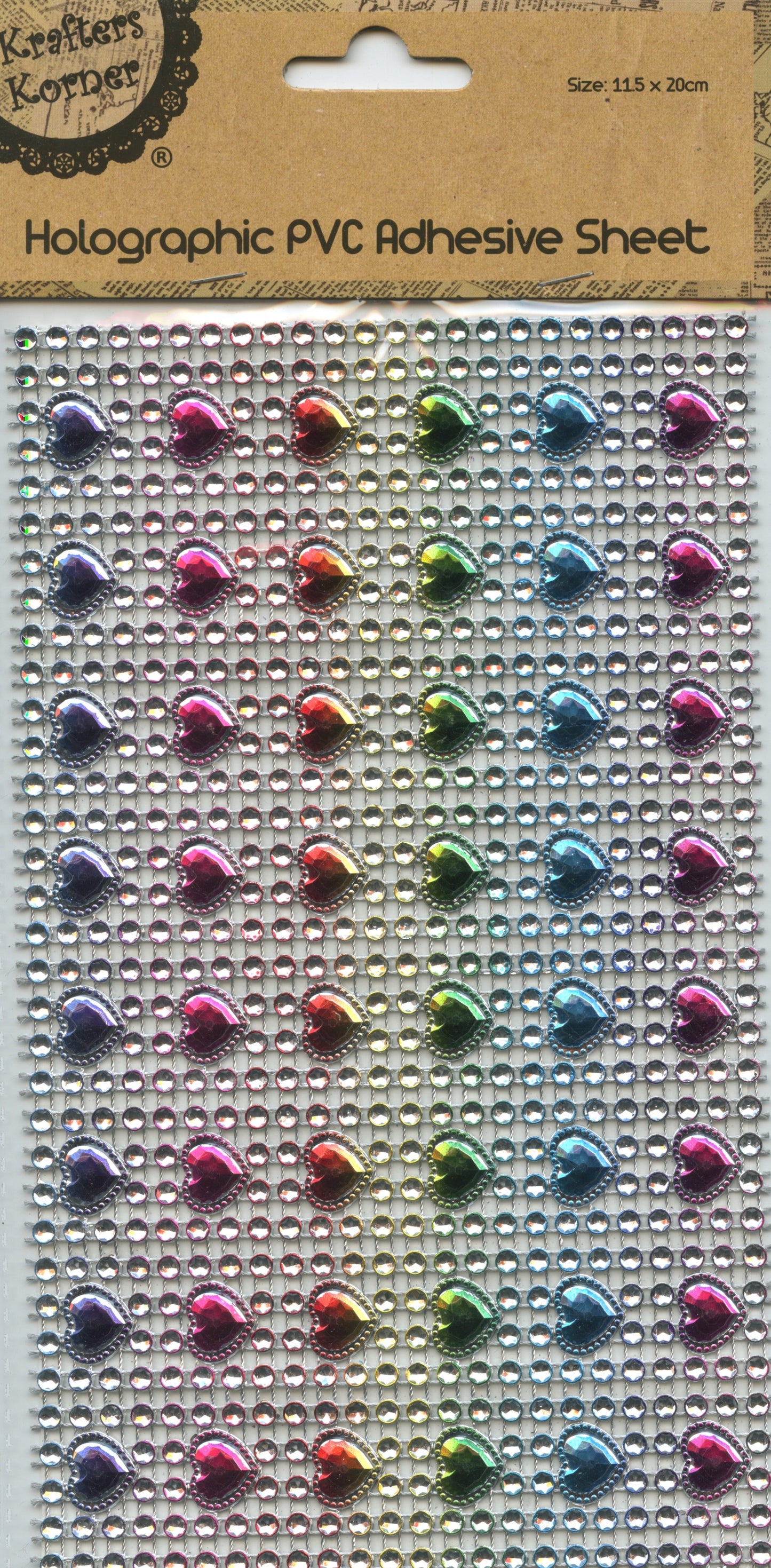 Holographic PVC Adhesive Sheet - Hearts - One Sheet