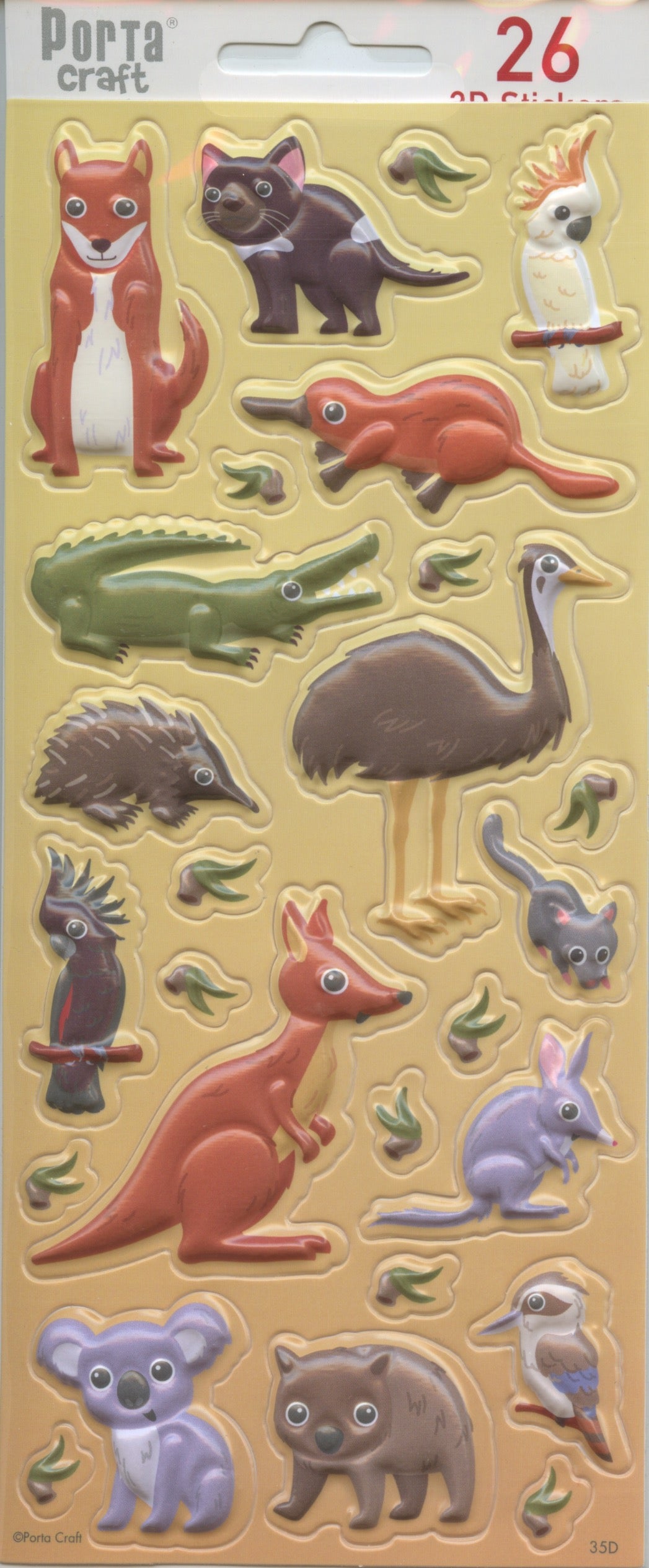 Aussie Animal Puffy 3D Stickers - 26 pack