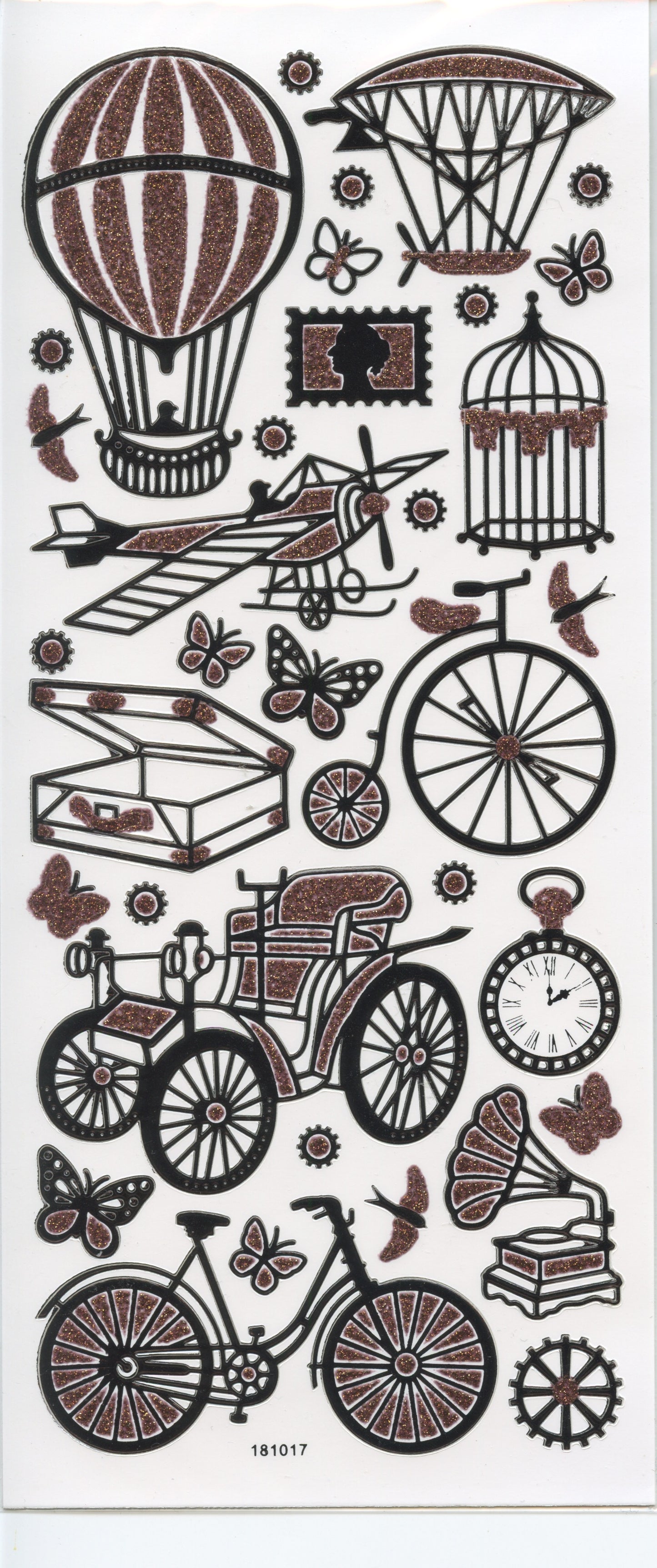 Vintage Vehicle Stickers - 1 Sheet Glitter