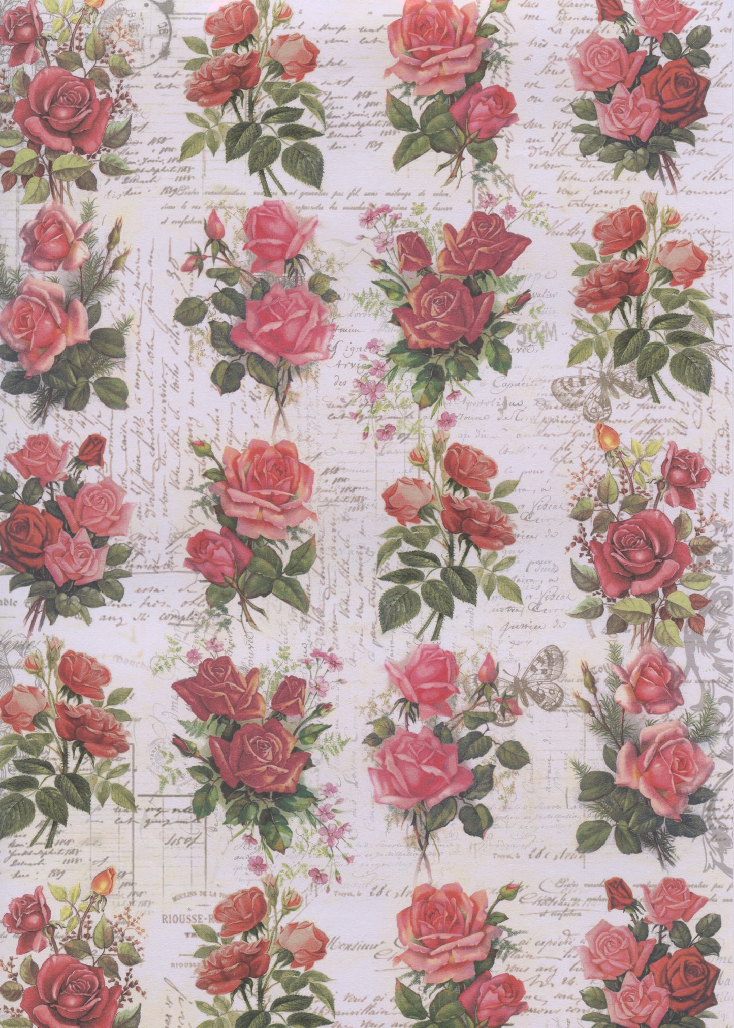 Decoupage Paper - Red Roses - A4 - 2 Sheets