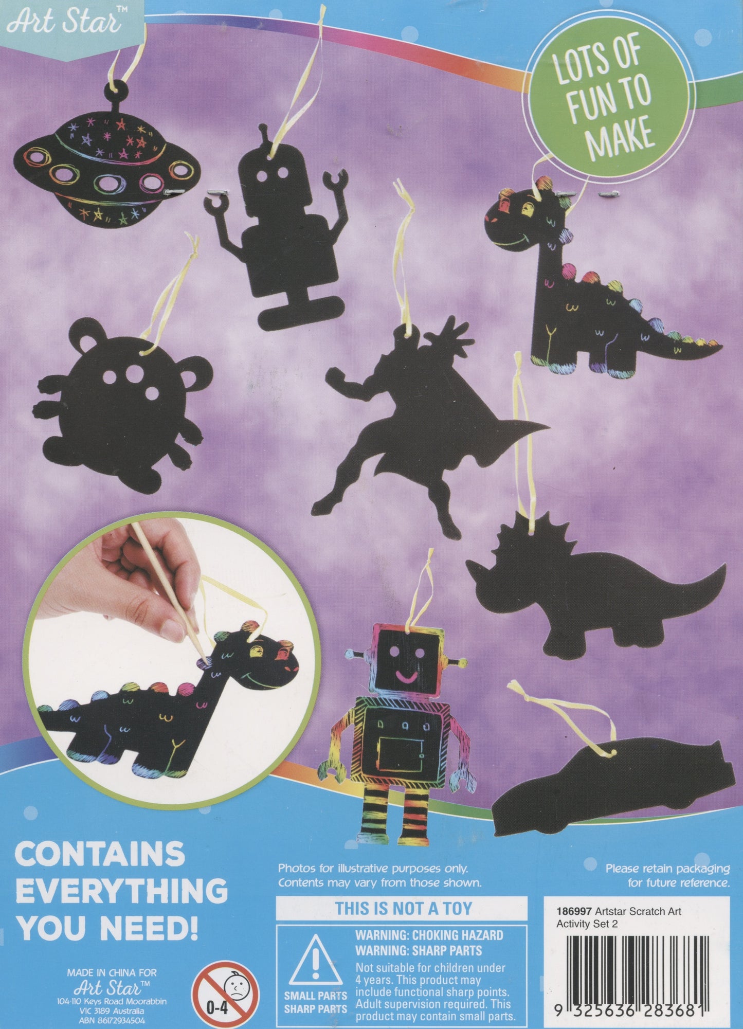 MYO Scratch Art - Makes 8 Hanging Shapes - Set 2- Boy Theme