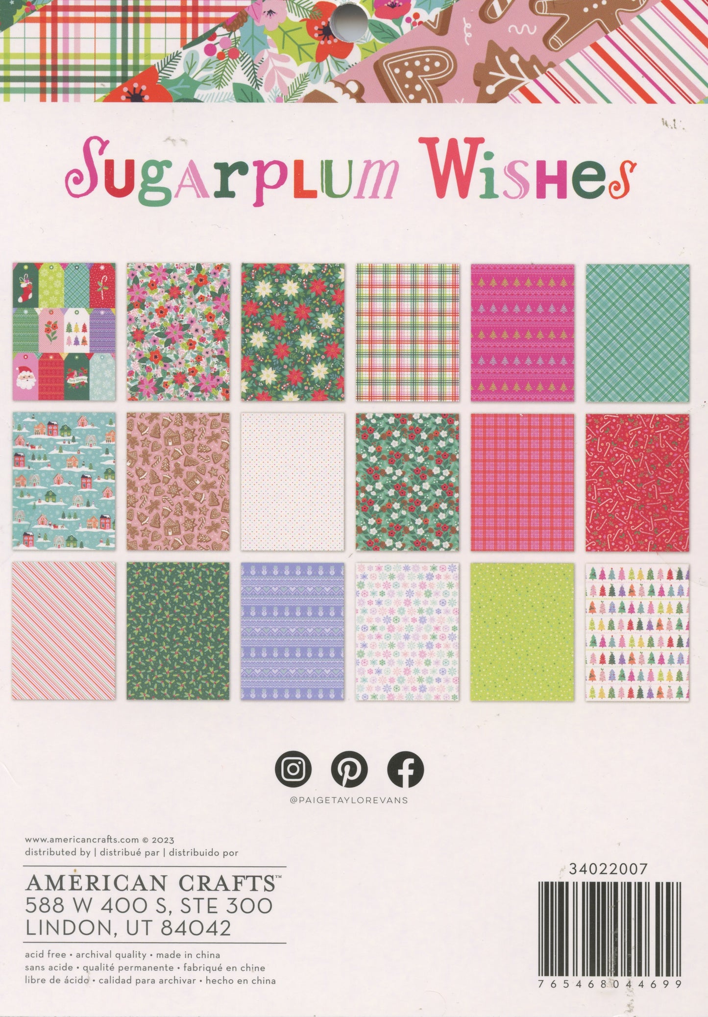 Scrapbooking Paper Pad - Sugarplum Wishes - 36 sheets - 15.2x20.3cm