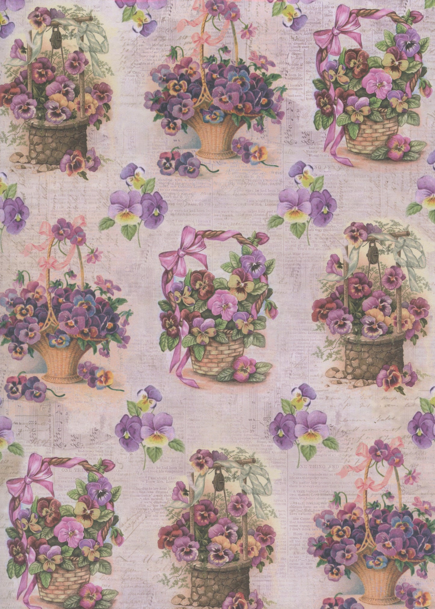 Decoupage Paper - Collection of Pansies - A4 - 2 Sheets