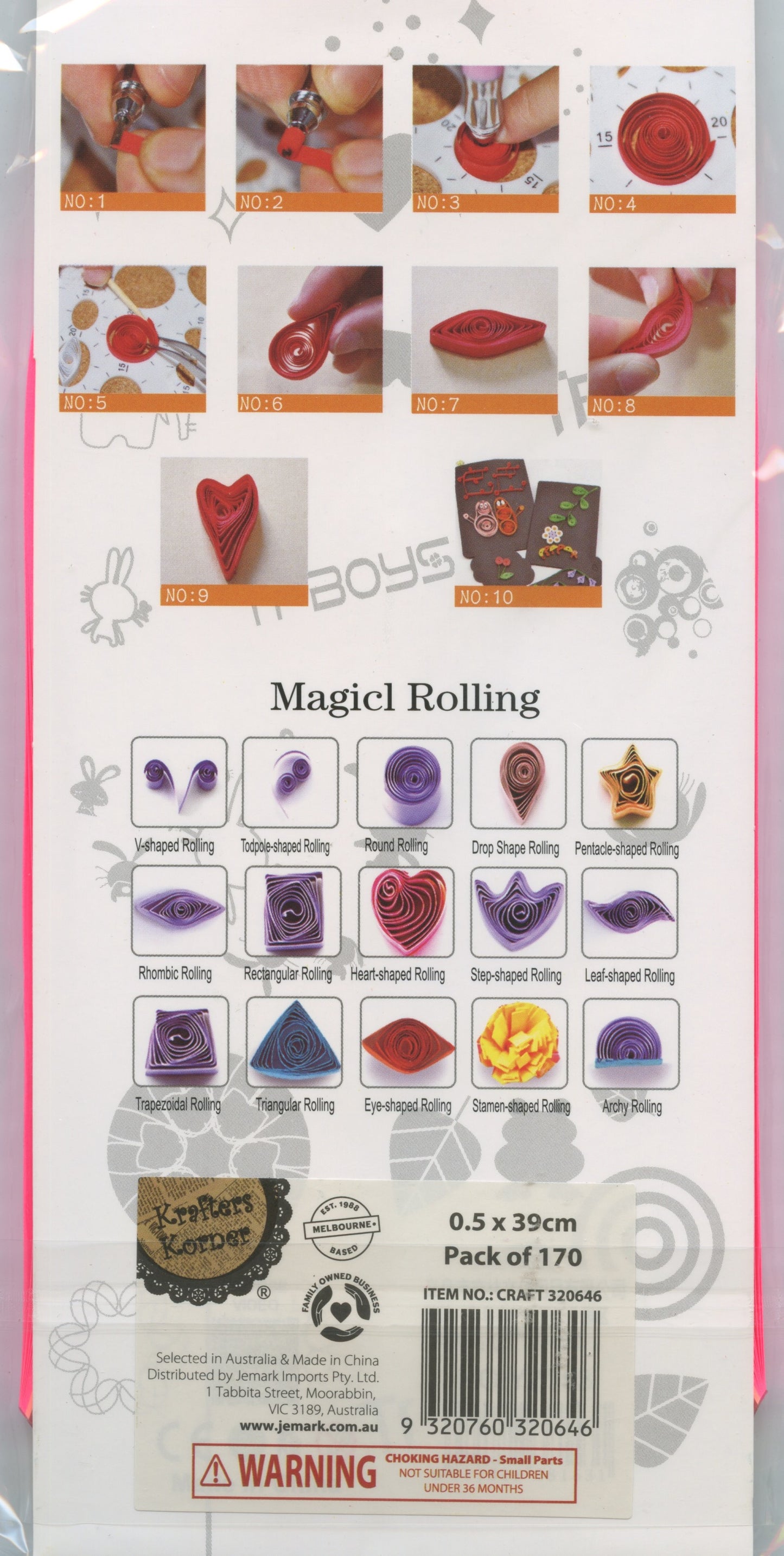 Paper Quilling Strips with Rolling Tool - Assorted Colours - 170 strips
