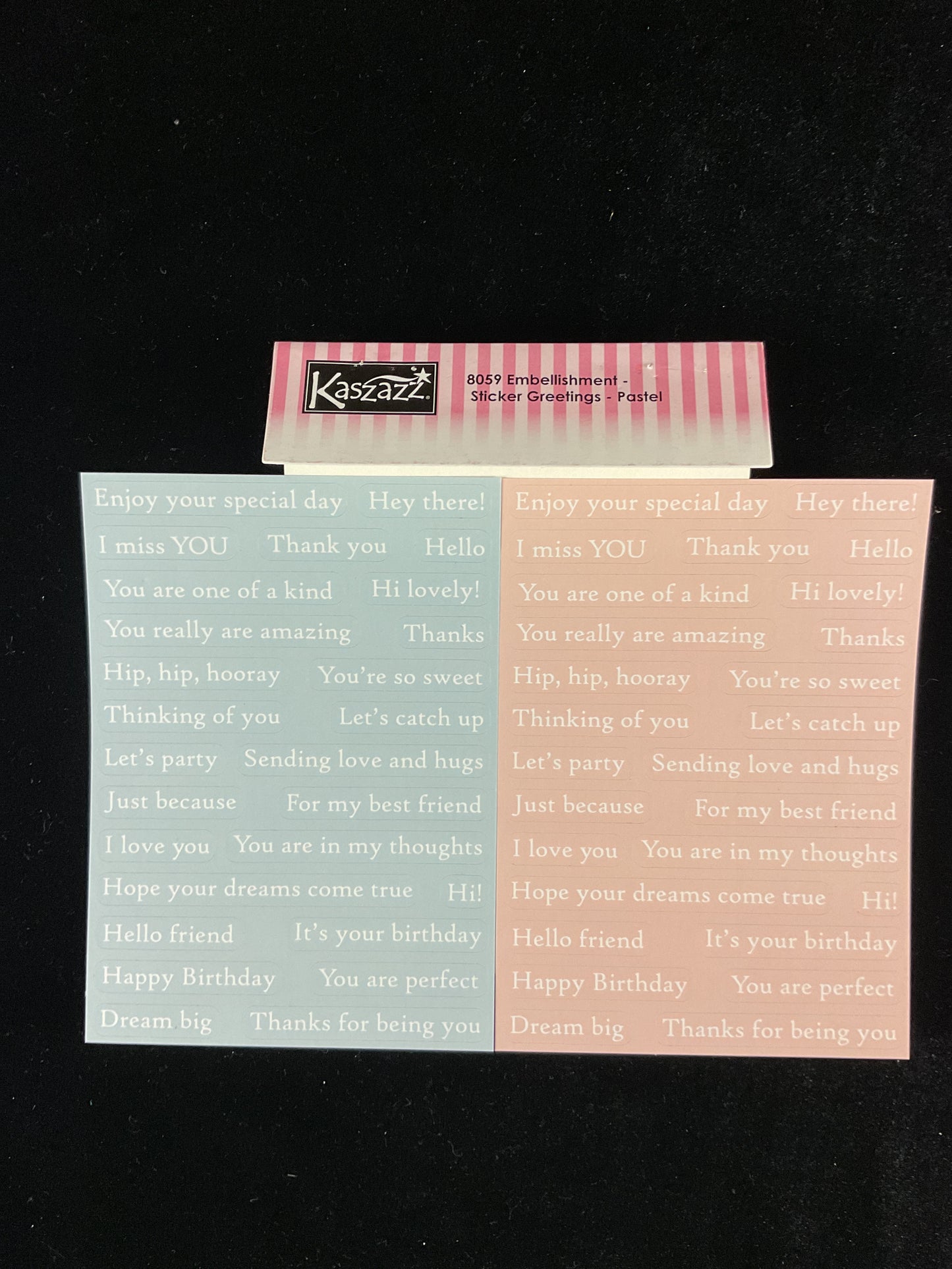 Kaszazz Sticker Greetings - Embellishments- Pastel - 54 pk - 2 sheets