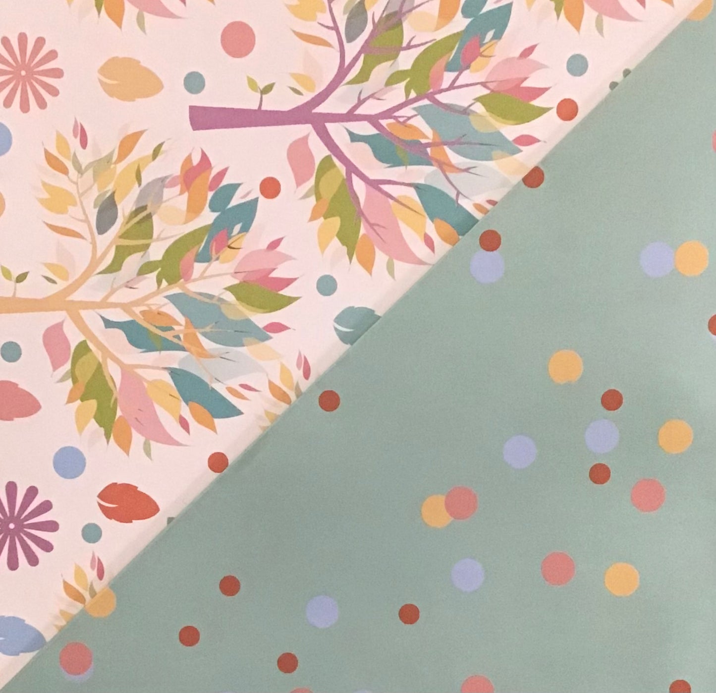 Koala Collection Wrap D/S - 2x Teal Confetti/Spring Trees - 69x49cm