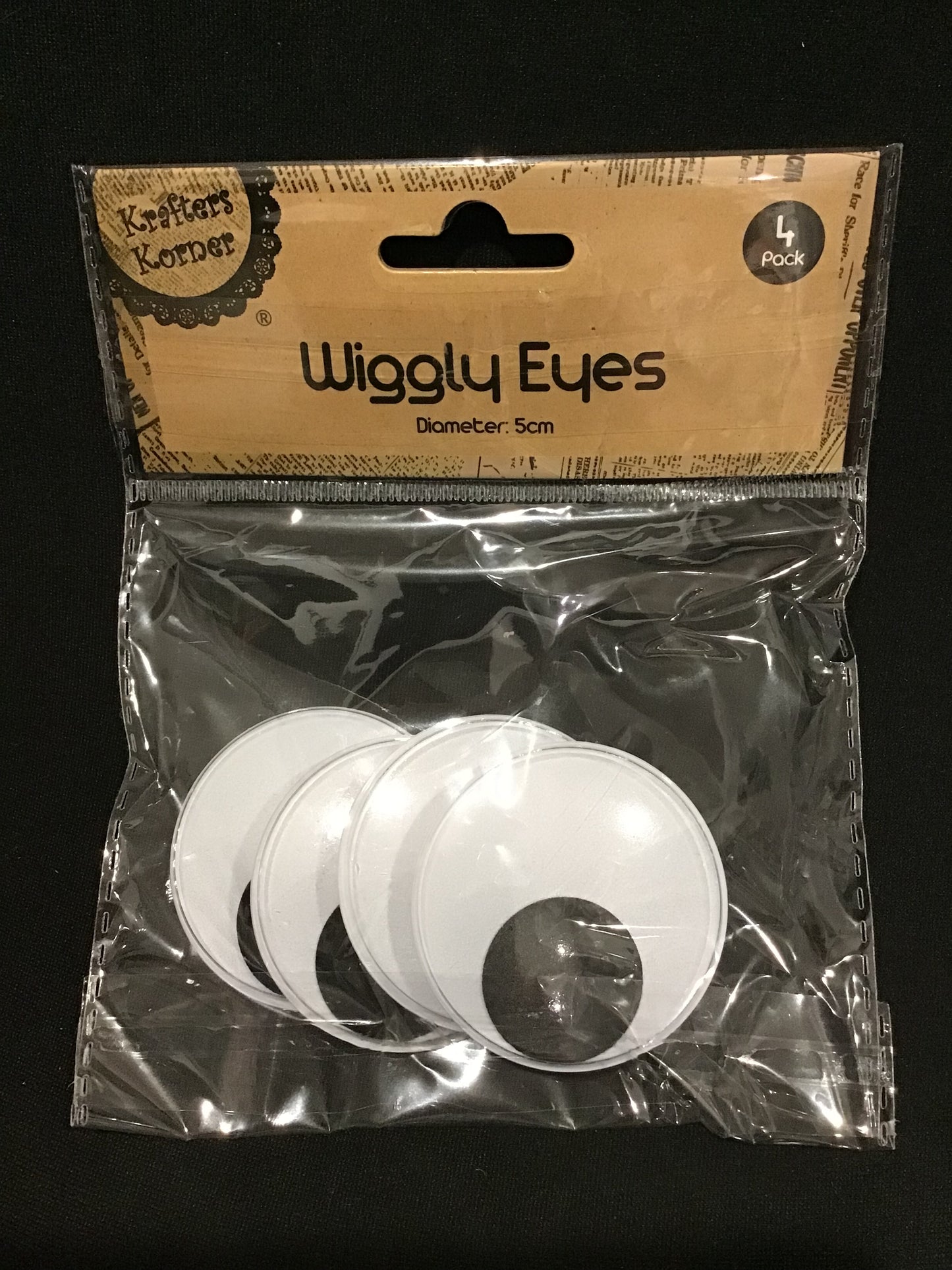 Wiggly Eyes (Googly) - 50mm - Black and White - 4 pcs