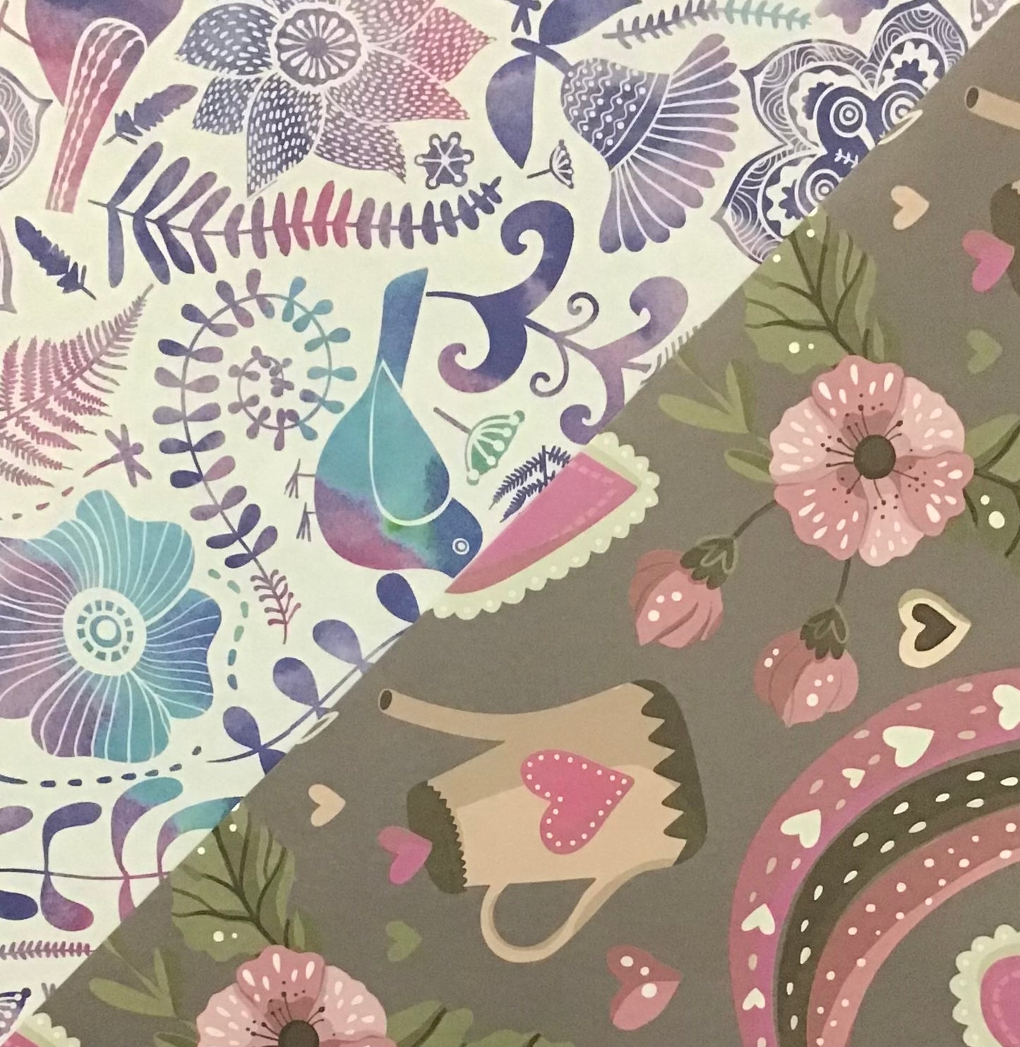 Koala Collection Wrap D/S - 2x Tea Party Hearts/Abstract Garden - 69x49cm