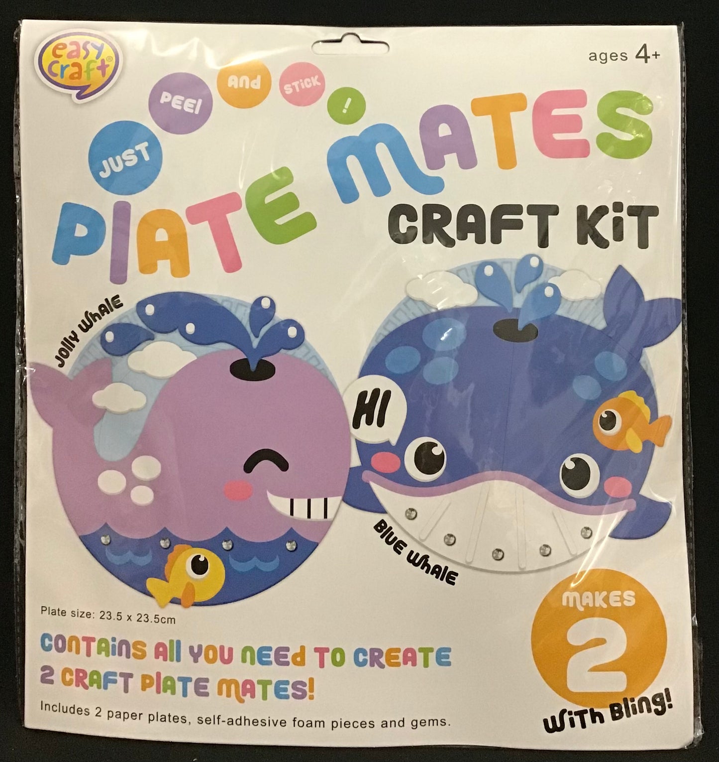 Plate Mates Craft Kit - Just Peel and Stick - Whale Theme - Makes 2