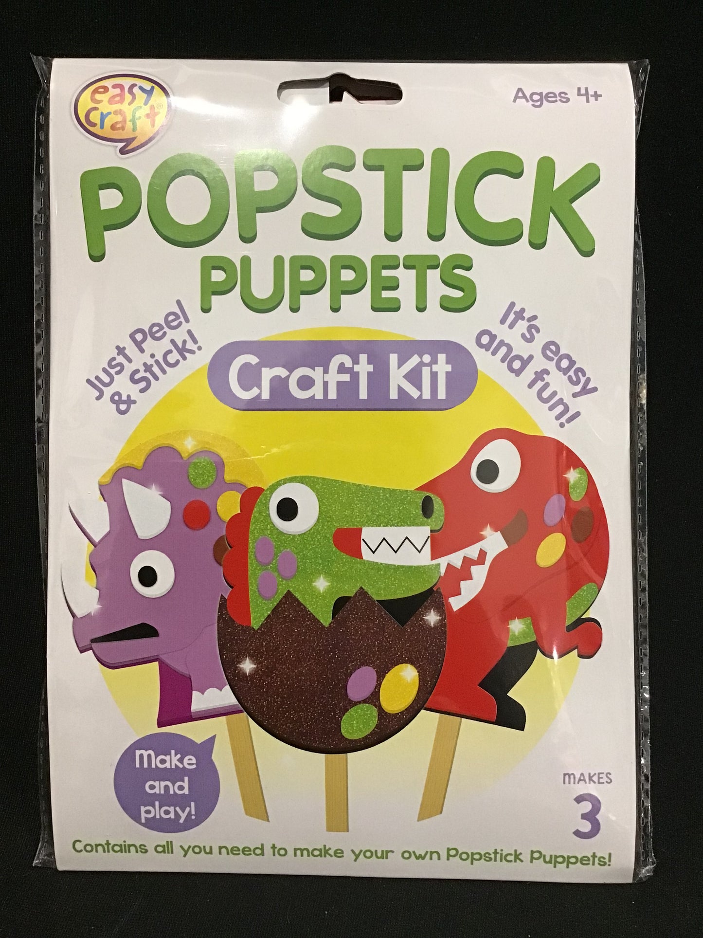 Popstick Puppets Craft Kit - Dinosaurs - Just peel and Stick